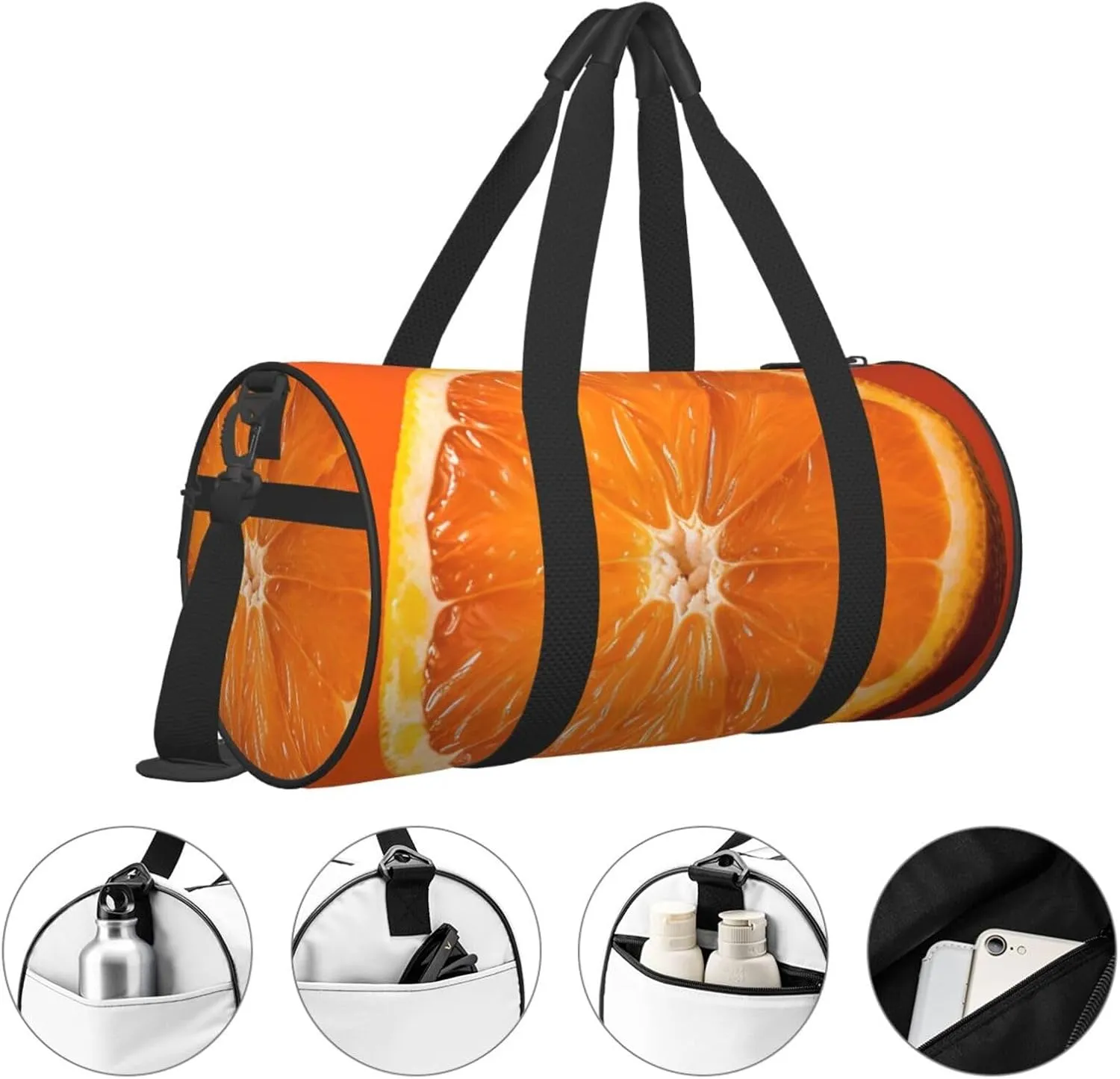 Sports Gym Bag for Women Men Travel Duffel Bag Tote Weekender Bag Carry on Overnight Bag for Travel Swimming Fitness Workout Sports Orange Slice Duffle Bag