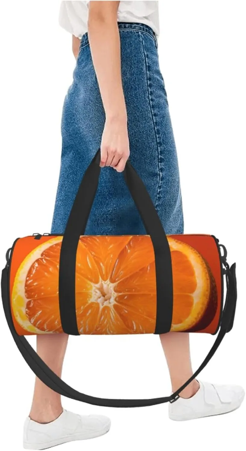 Sports Gym Bag for Women Men Travel Duffel Bag Tote Weekender Bag Carry on Overnight Bag for Travel Swimming Fitness Workout Sports Orange Slice Duffle Bag