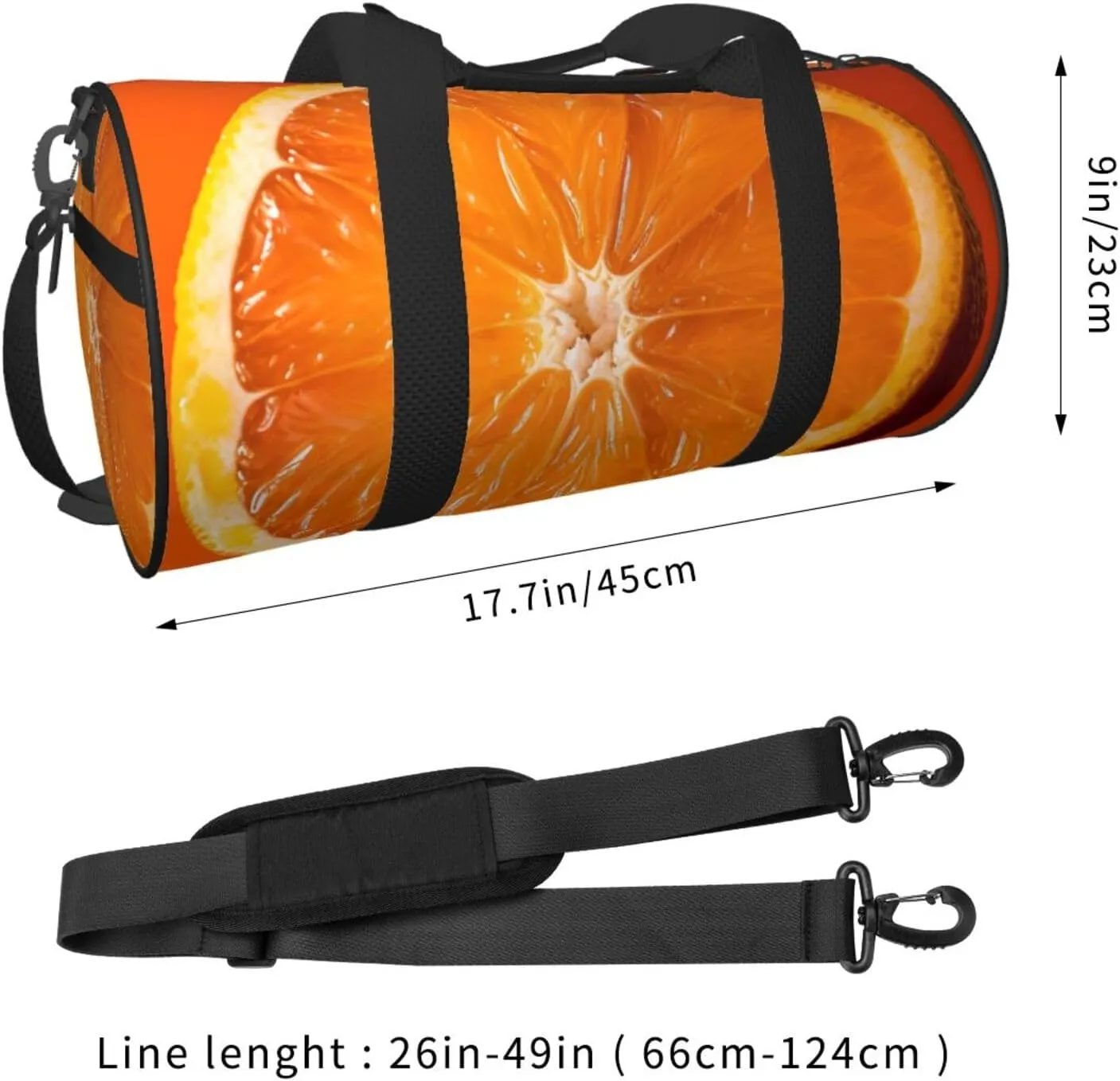 Sports Gym Bag for Women Men Travel Duffel Bag Tote Weekender Bag Carry on Overnight Bag for Travel Swimming Fitness Workout Sports Orange Slice Duffle Bag