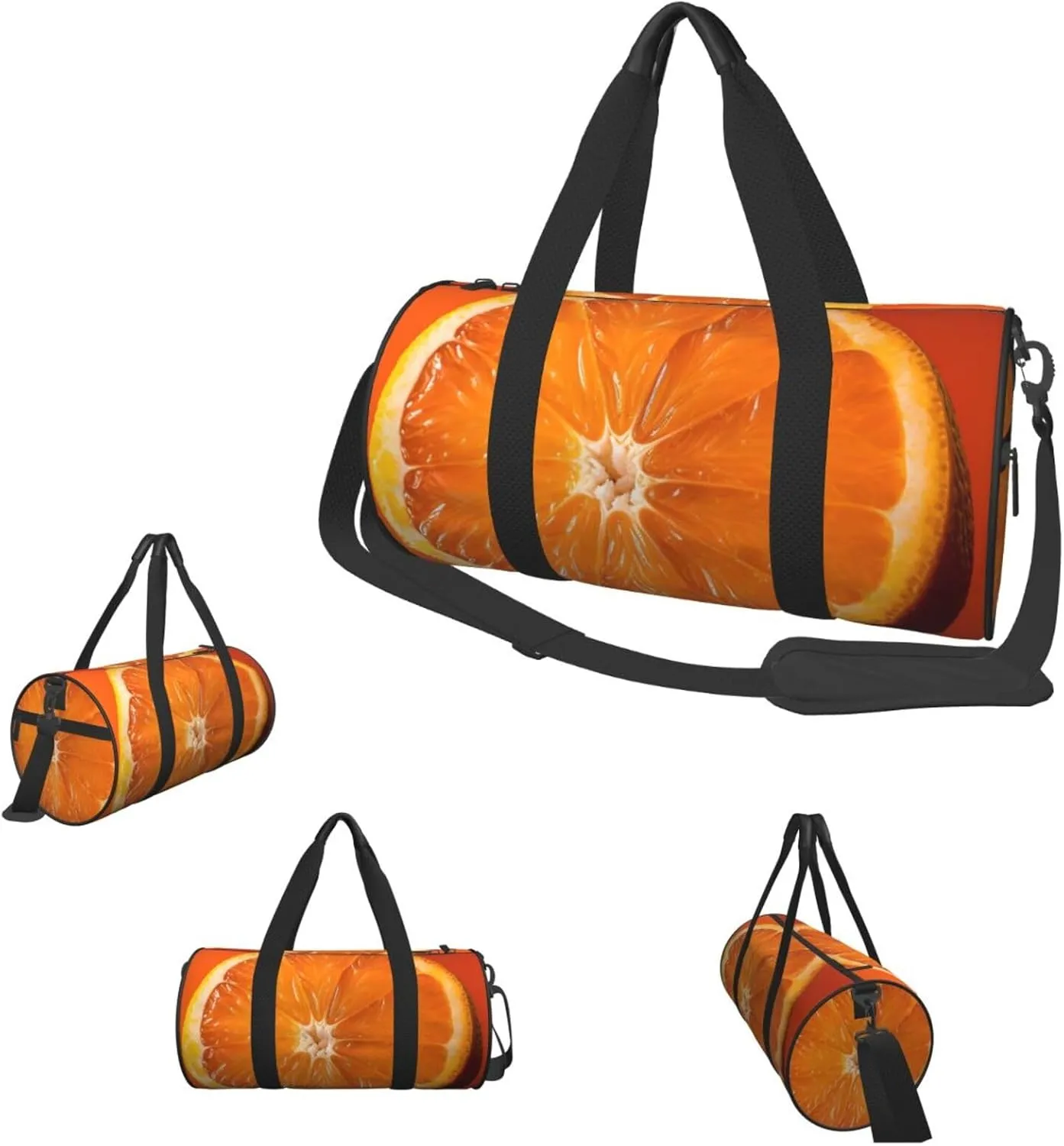Sports Gym Bag for Women Men Travel Duffel Bag Tote Weekender Bag Carry on Overnight Bag for Travel Swimming Fitness Workout Sports Orange Slice Duffle Bag