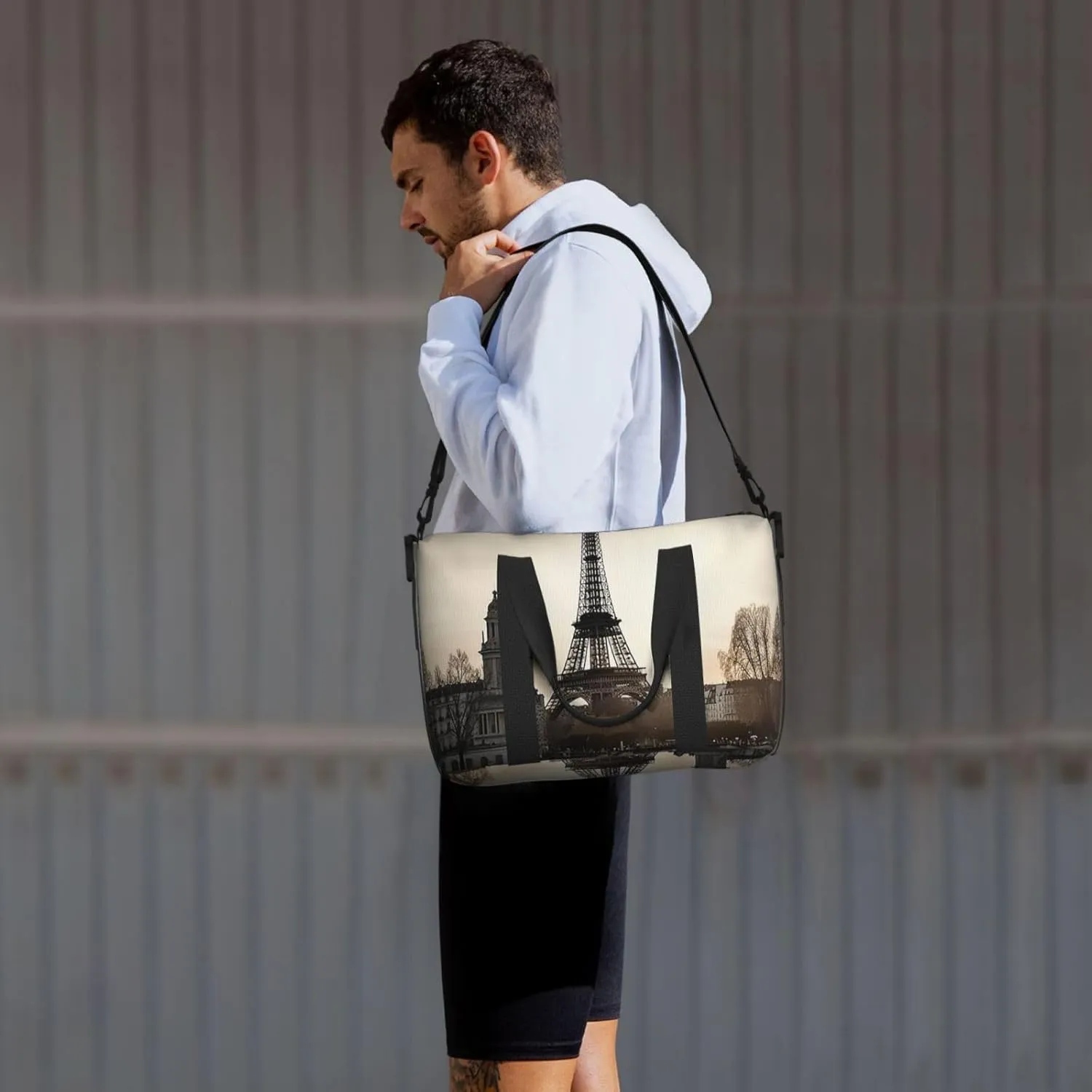 Sports Gym Bag for Women Men Travel Duffel Bag Tote Weekender Bag Carry on Overnight Bag for Travel Swimming Fitness Workout Sports Travel Paris Duffle Bag