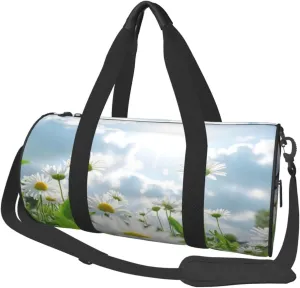 Spring Daisy Flowers Print Round Large Capacity Travel Luggage Bags,Men's and Women's Hand-Held Travel Clothing Bags
