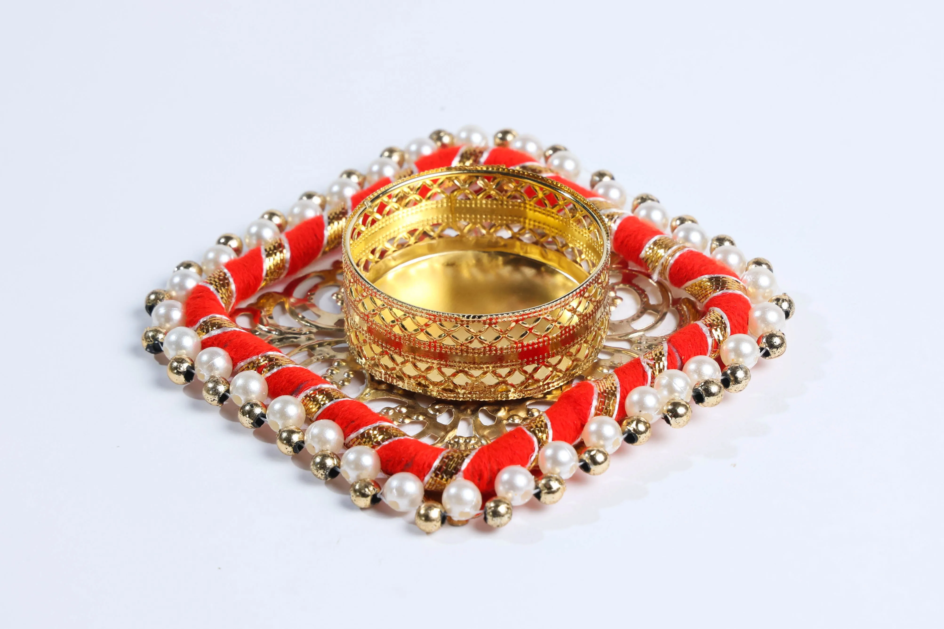 Square Beaded Metal Candle Holders