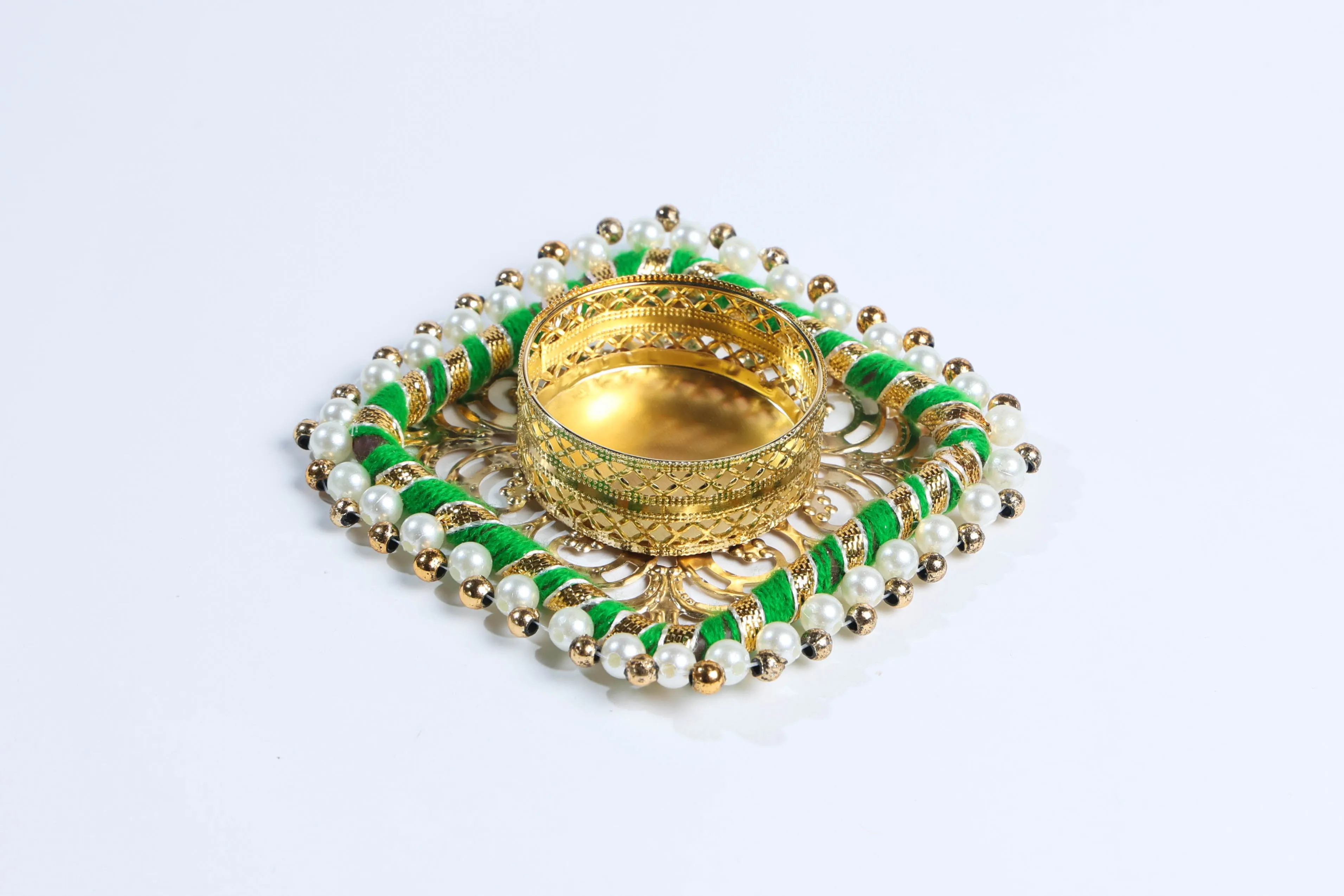 Square Beaded Metal Candle Holders