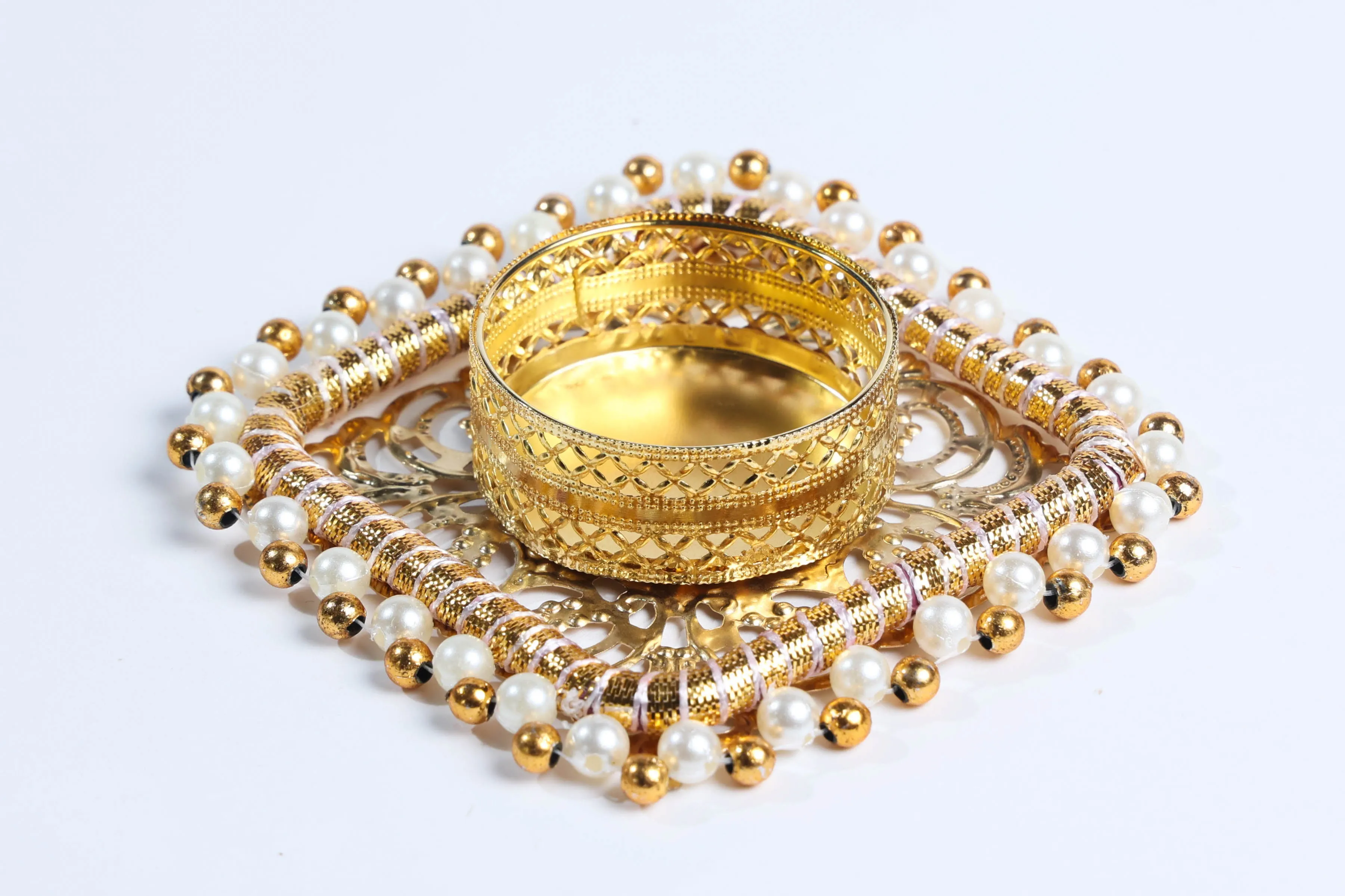 Square Beaded Metal Candle Holders
