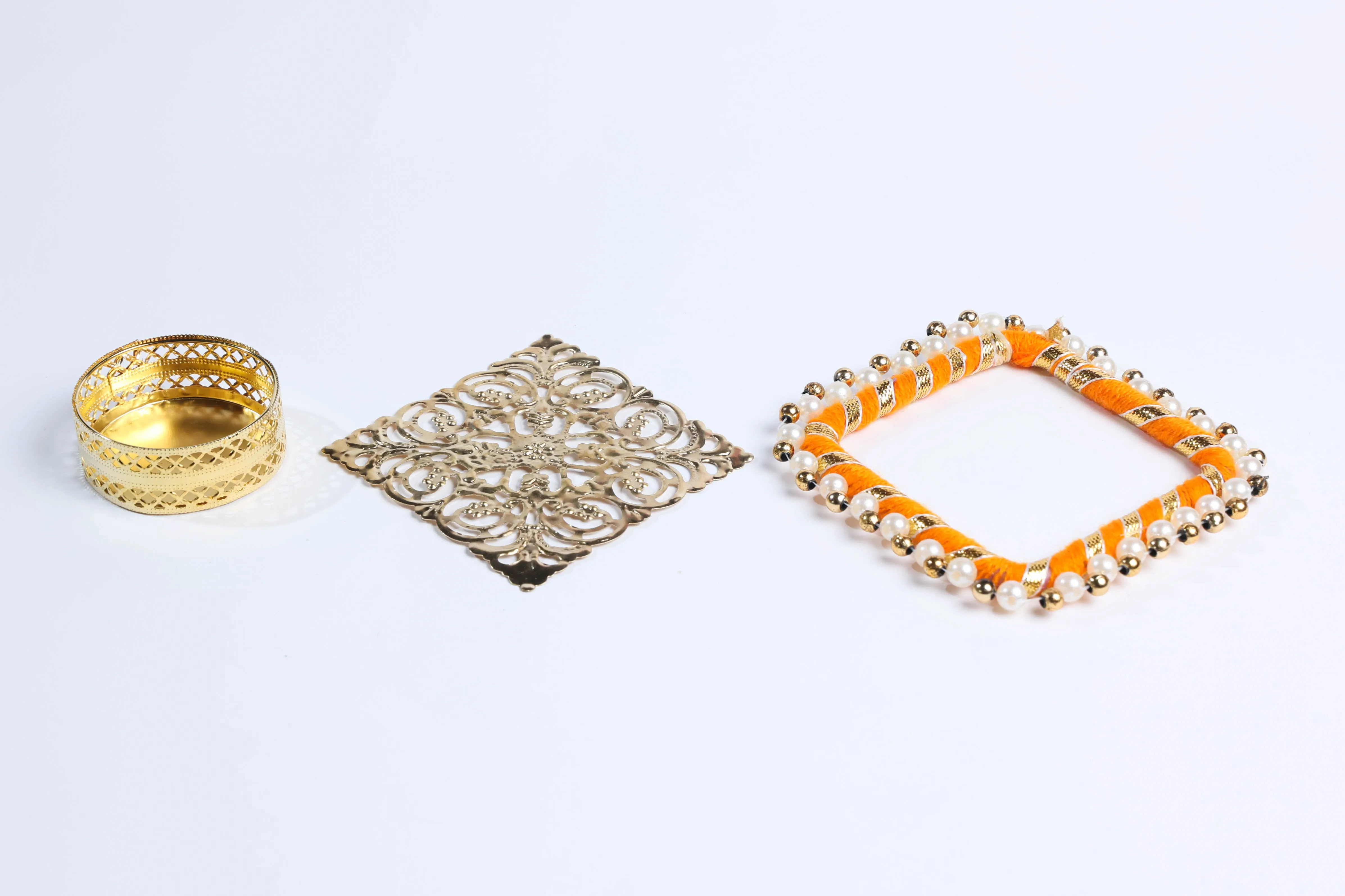 Square Beaded Metal Candle Holders