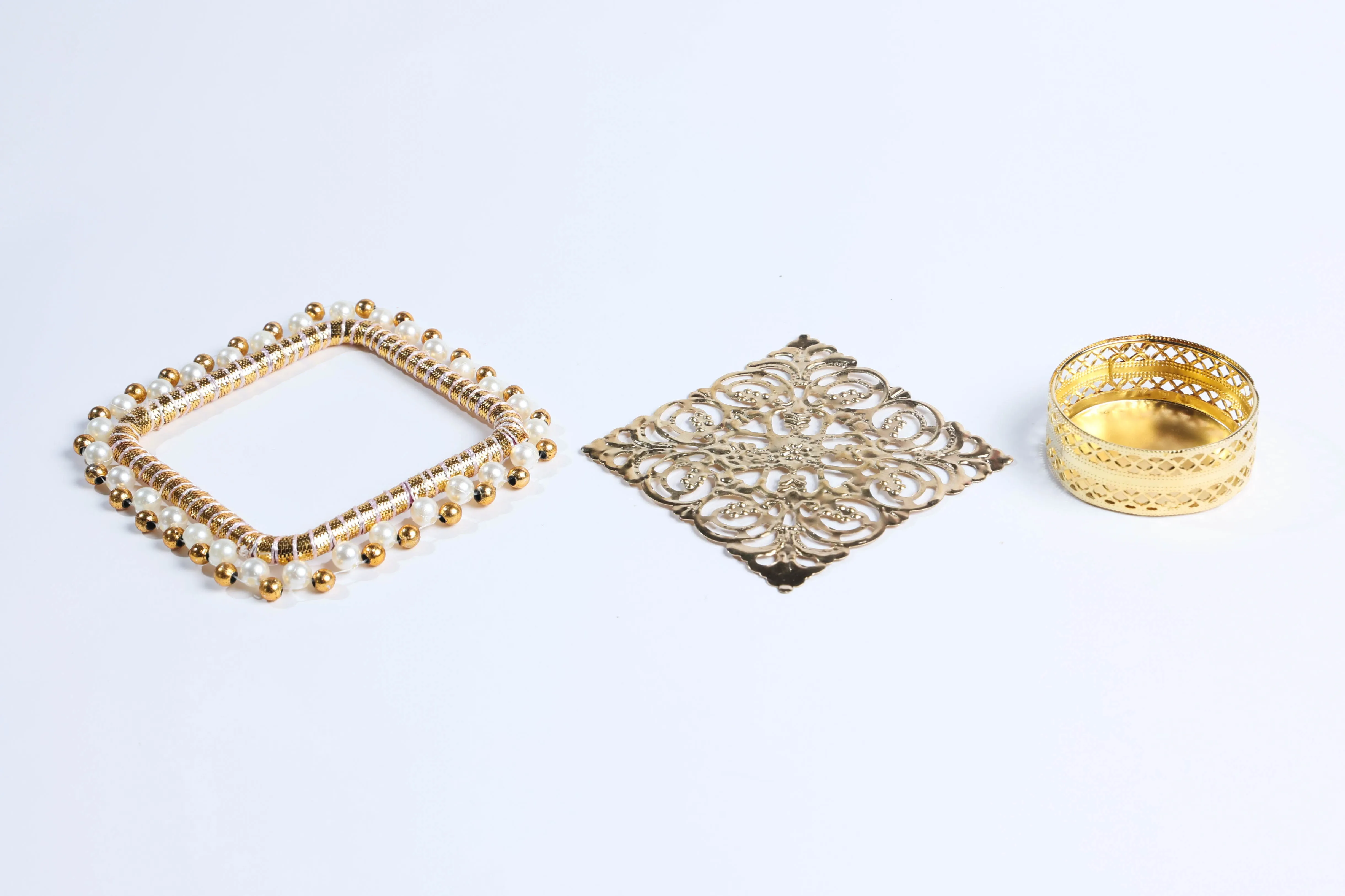 Square Beaded Metal Candle Holders