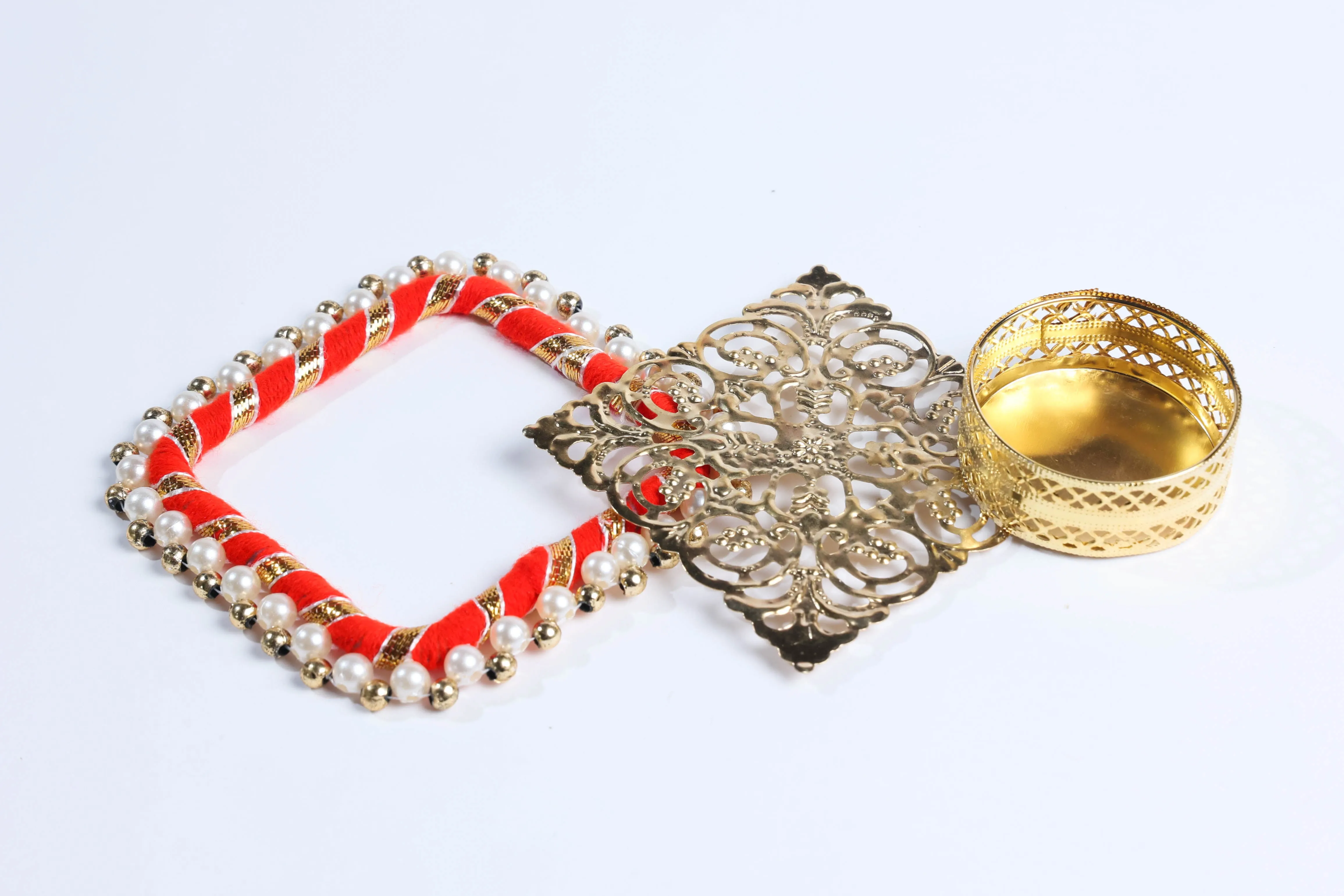 Square Beaded Metal Candle Holders