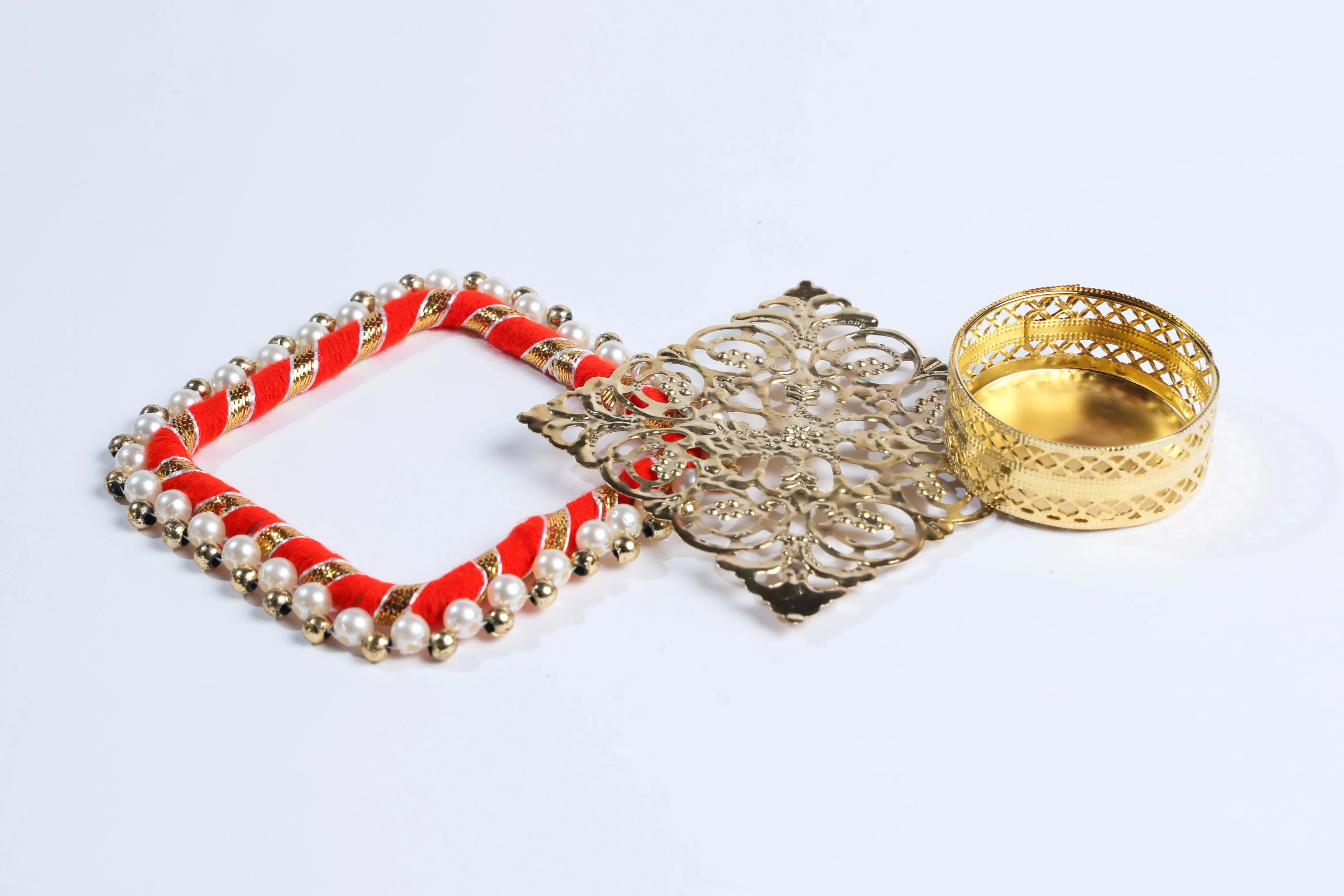 Square Beaded Metal Candle Holders