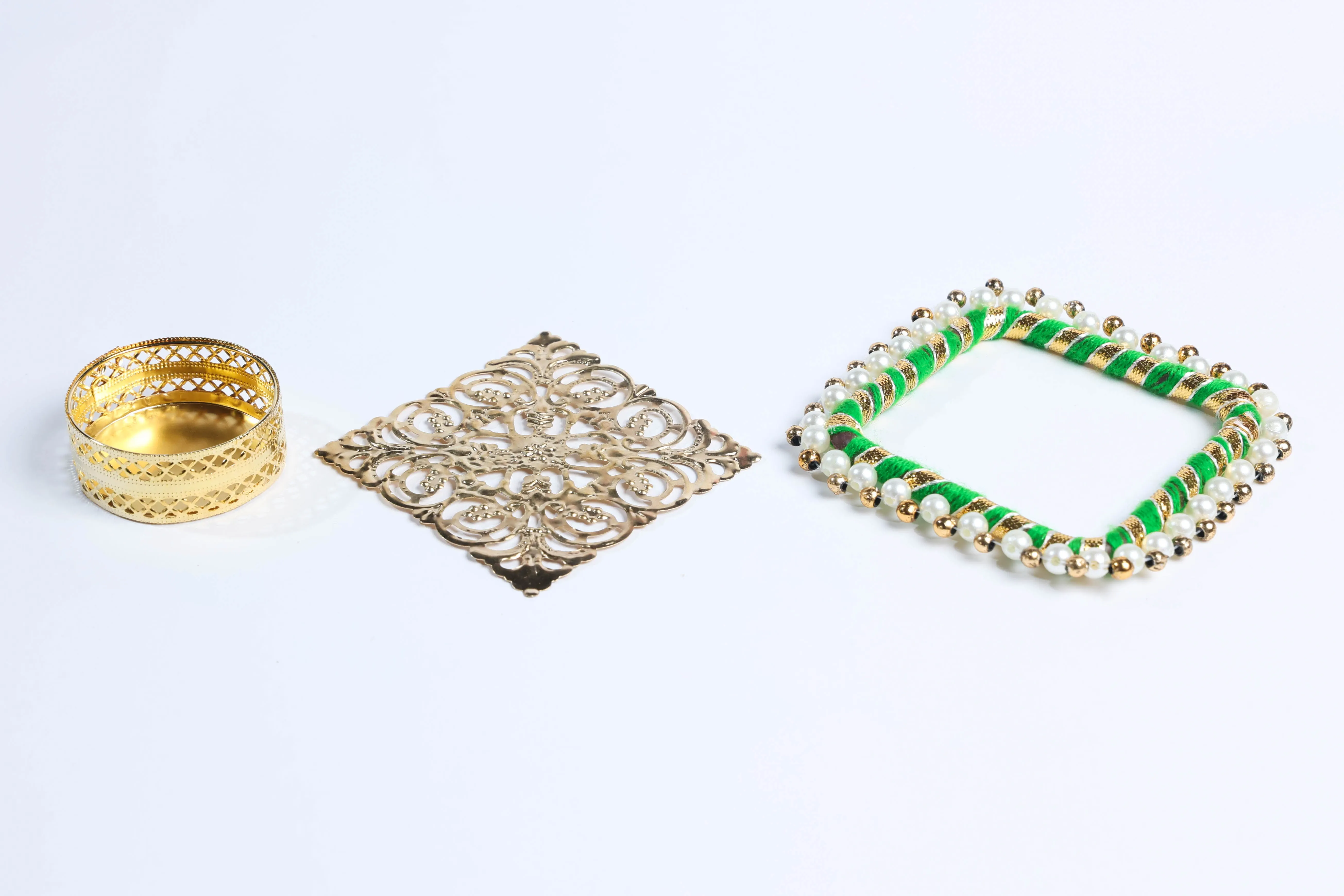 Square Beaded Metal Candle Holders