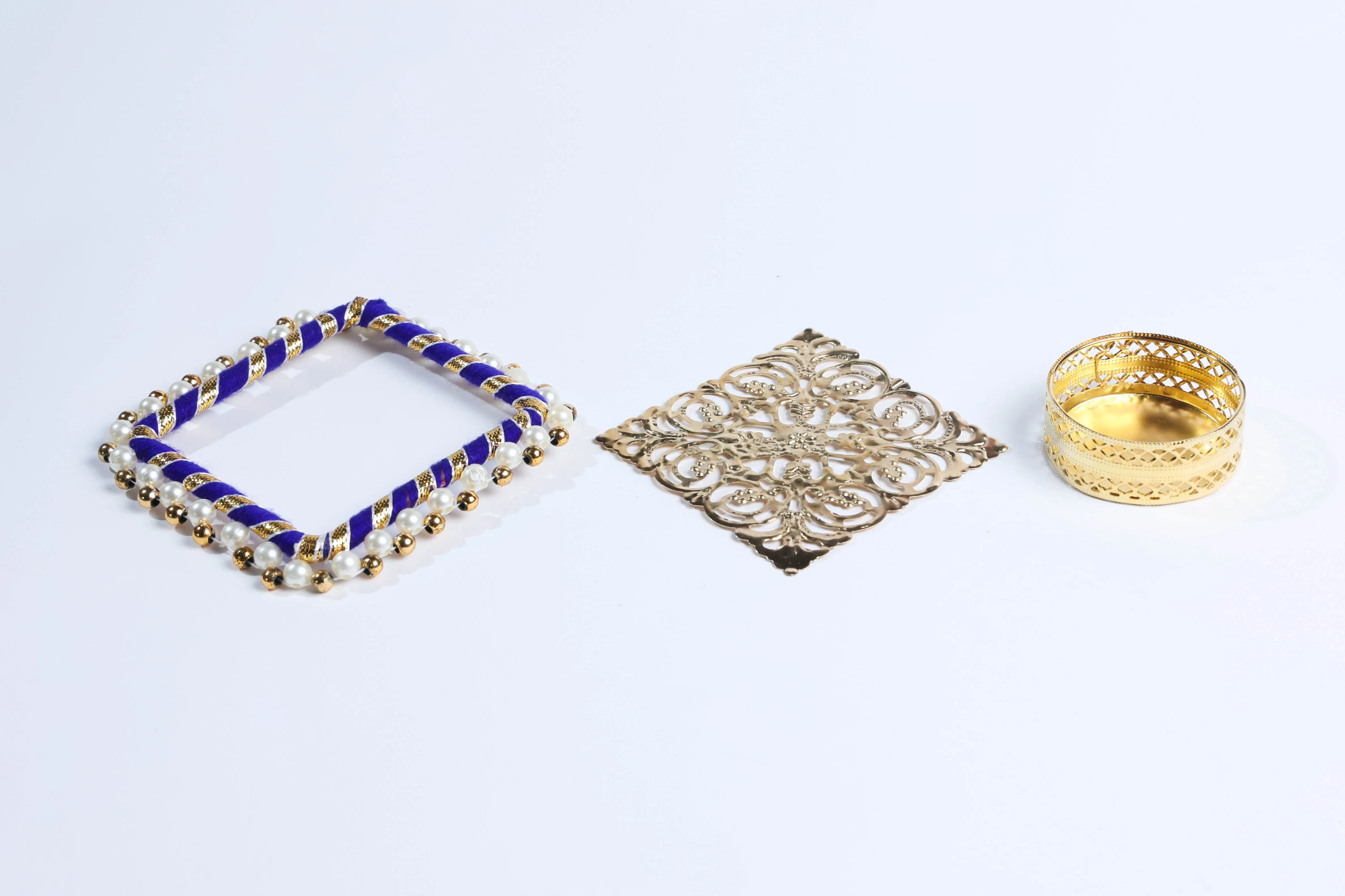 Square Beaded Metal Candle Holders