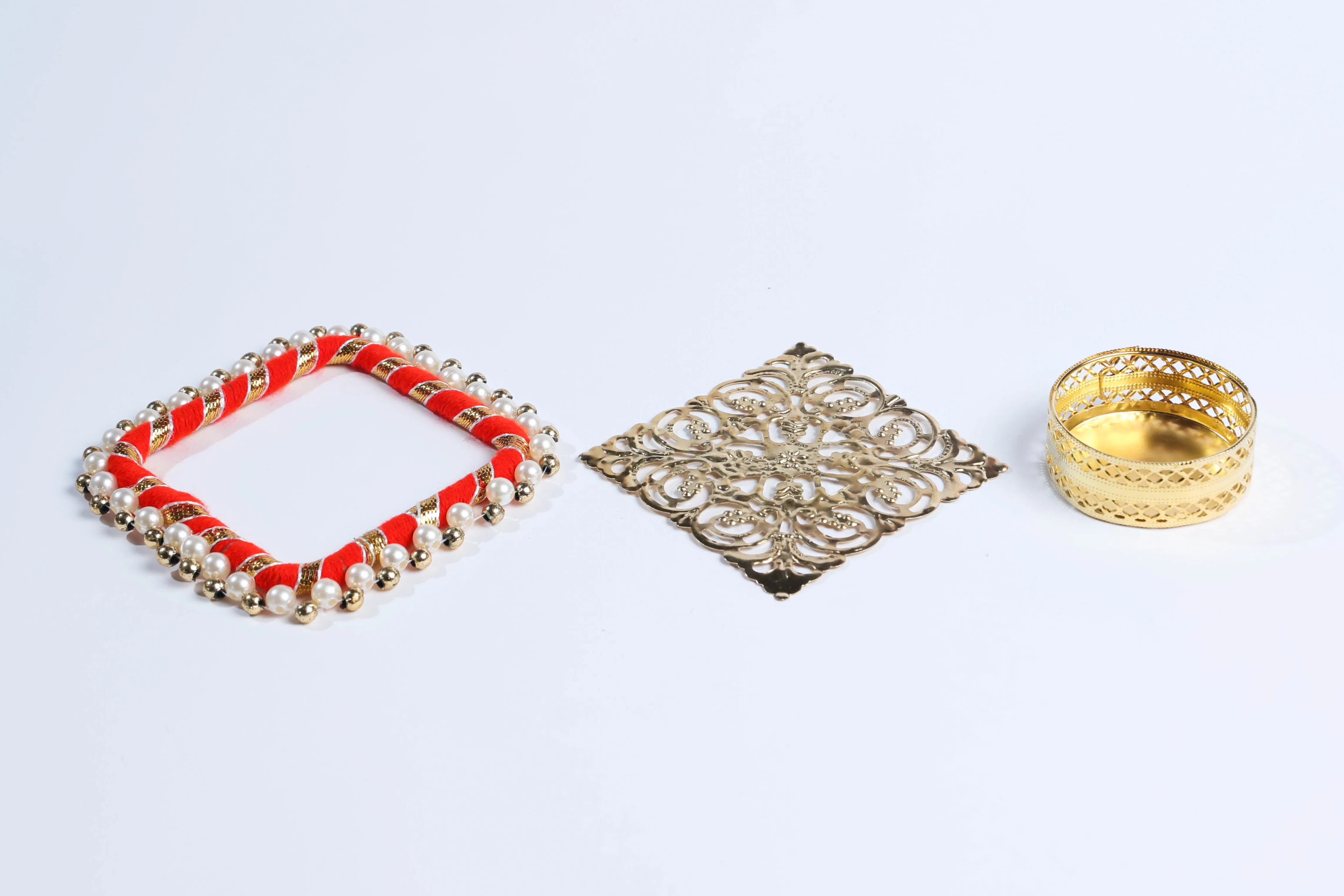 Square Beaded Metal Candle Holders