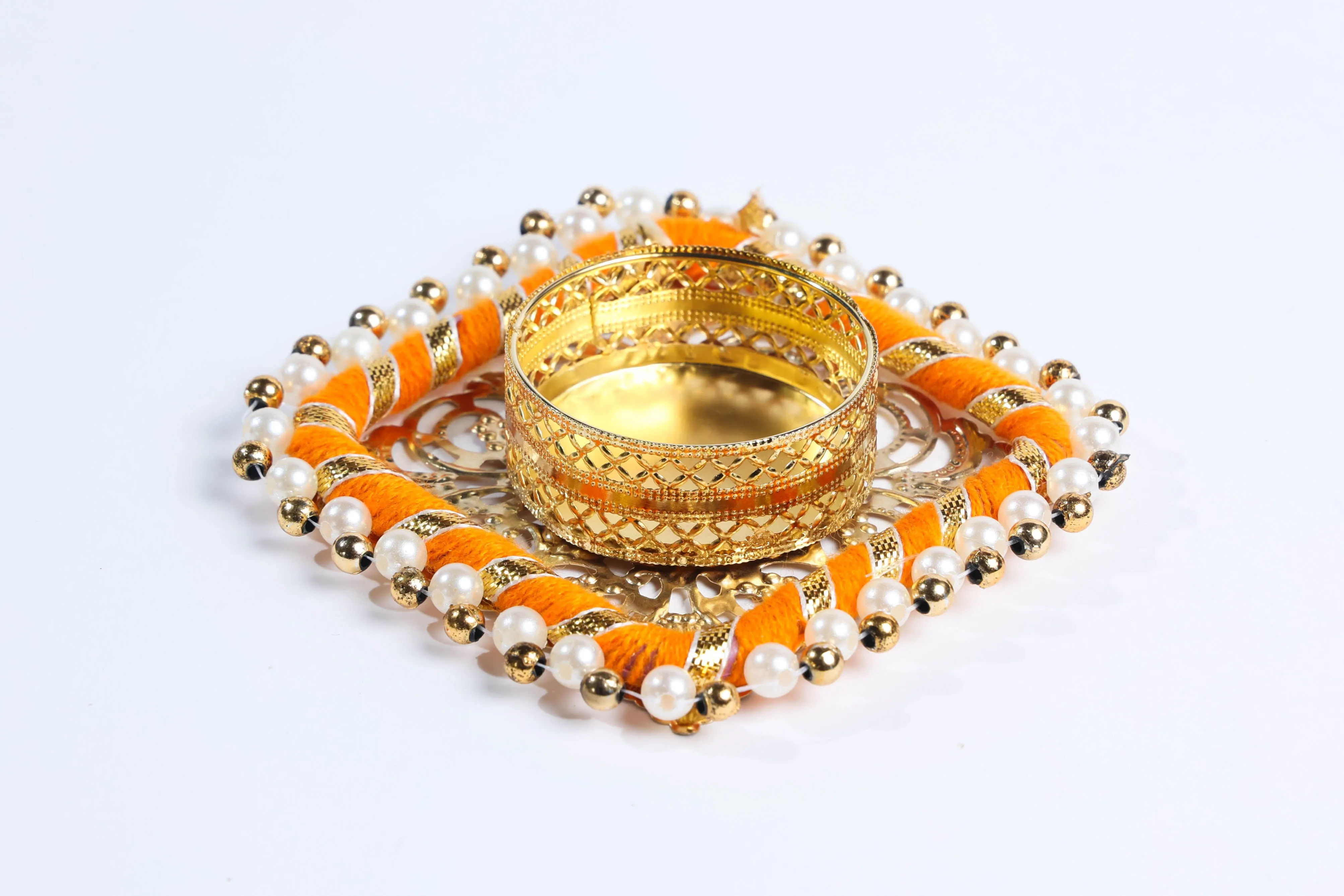 Square Beaded Metal Candle Holders