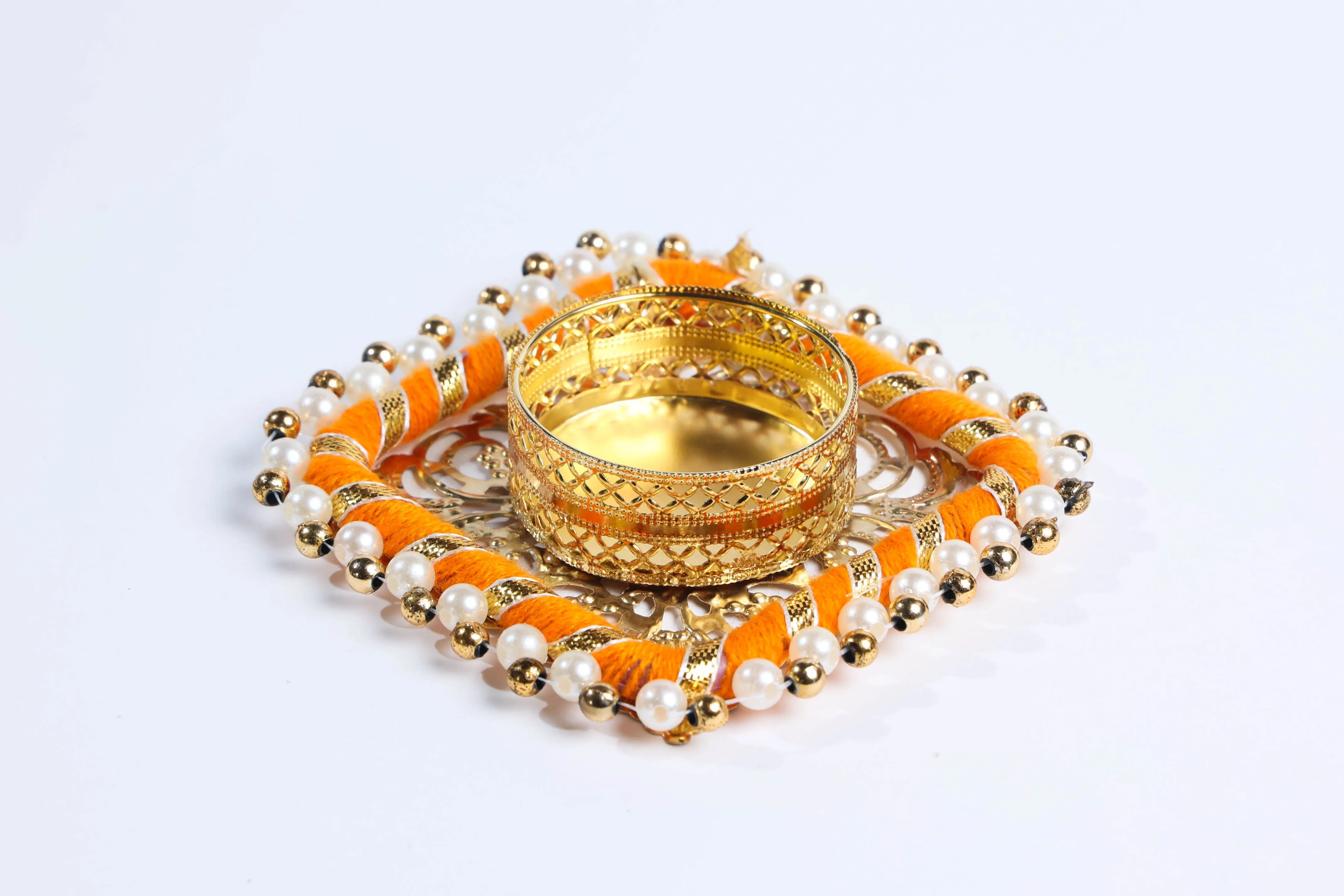 Square Beaded Metal Candle Holders