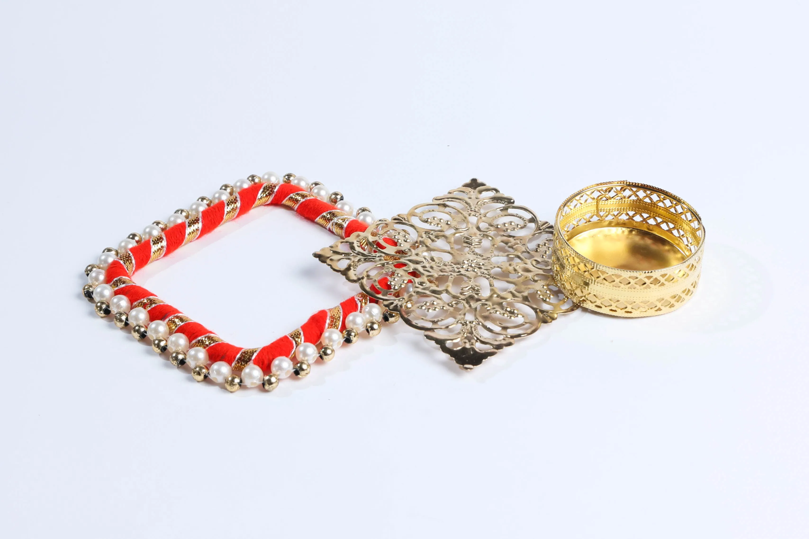 Square Beaded Metal Candle Holders