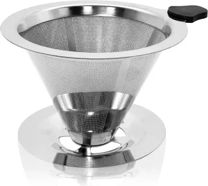 Stainless Steel Pour Over Coffee Dripper - Reusable & Eco-Friendly Filter, Enhanced Flavor Extraction, Universal Compatibility for All Coffee Grinds"
