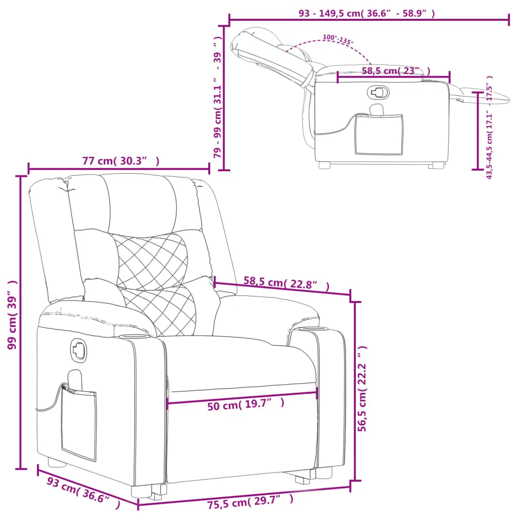 Stand up Massage Recliner Chair Black Faux Leather