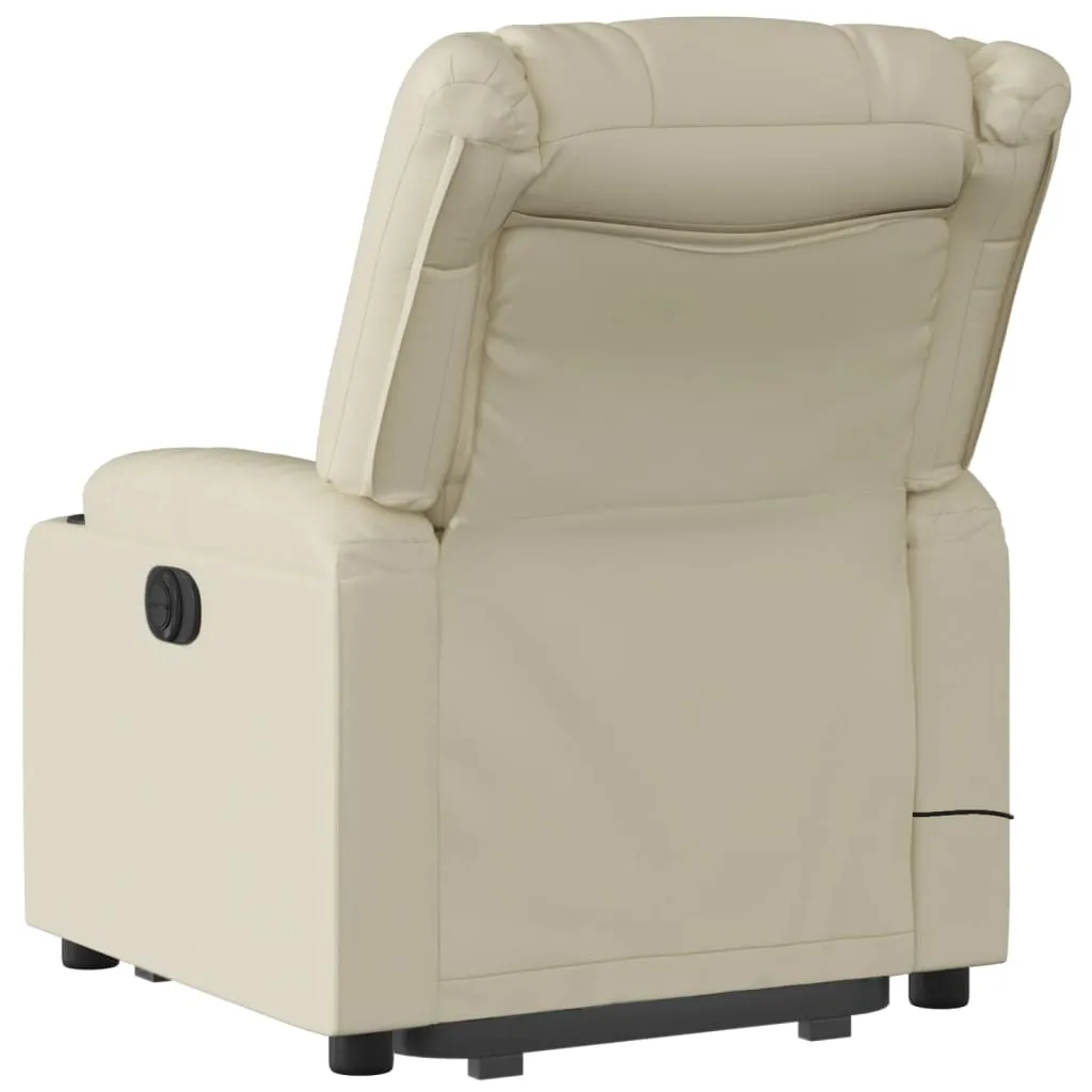 Stand up Massage Recliner Chair Cream Faux Leather