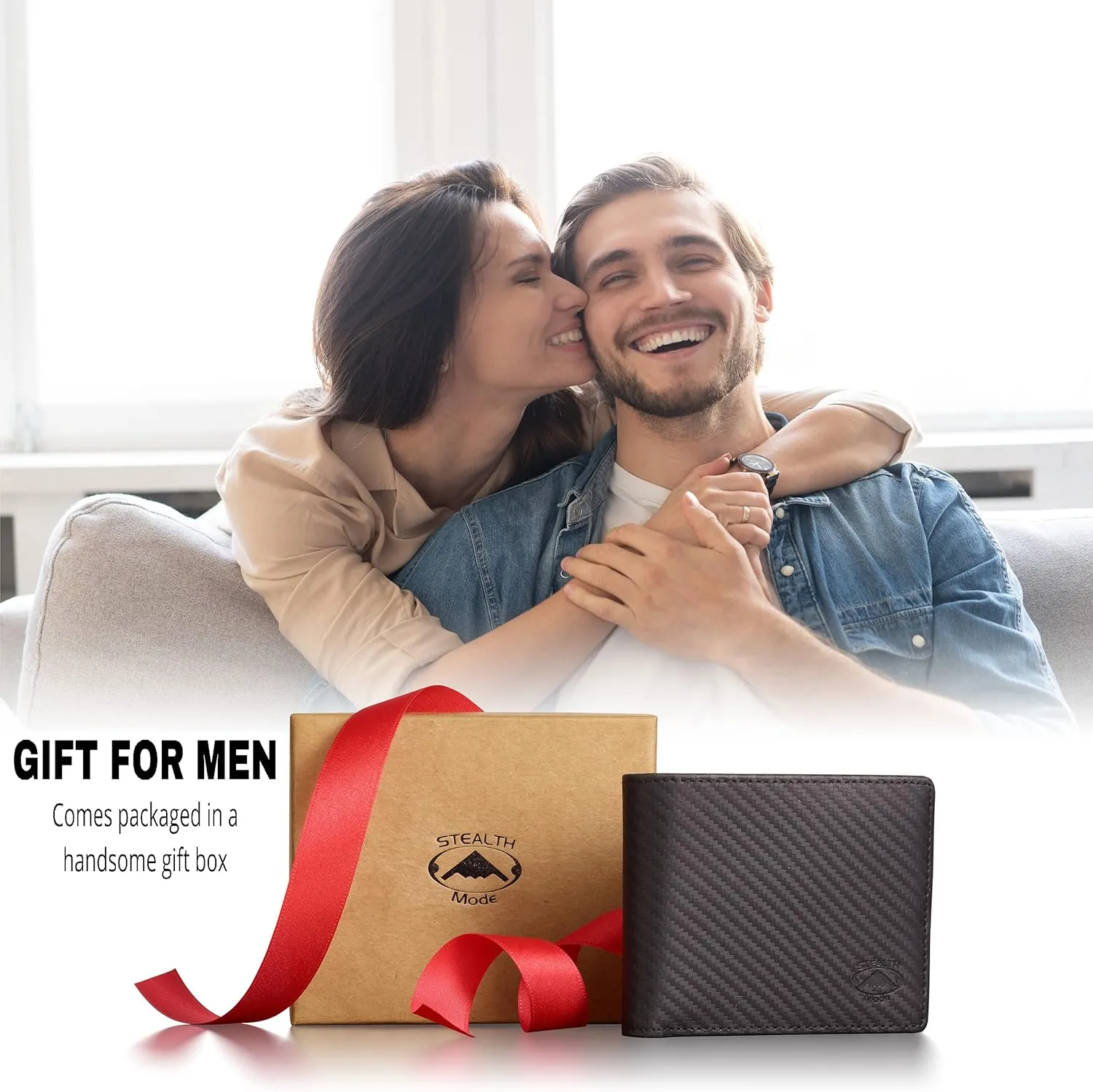 Stealth Mode Leather Bifold Wallet for Men With ID Window and RFID Blocking
