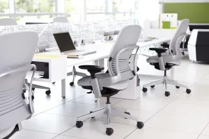 Steelcase Leap Plus Desk Chair Rocky Leather Seat and Back - 500 lb Weight Capacity - Highly Adjustable Arms - Black Frame and Base - Standard Carpet Casters