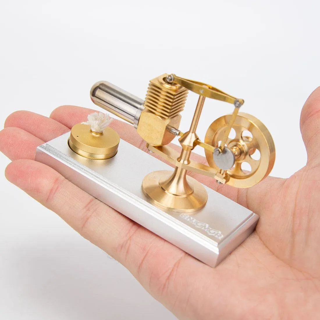 Stirling Engine Model Kit, Mini Hog Balance Beam Hot Air Stirling External Combustion Engine for Physical Science Experiment Display