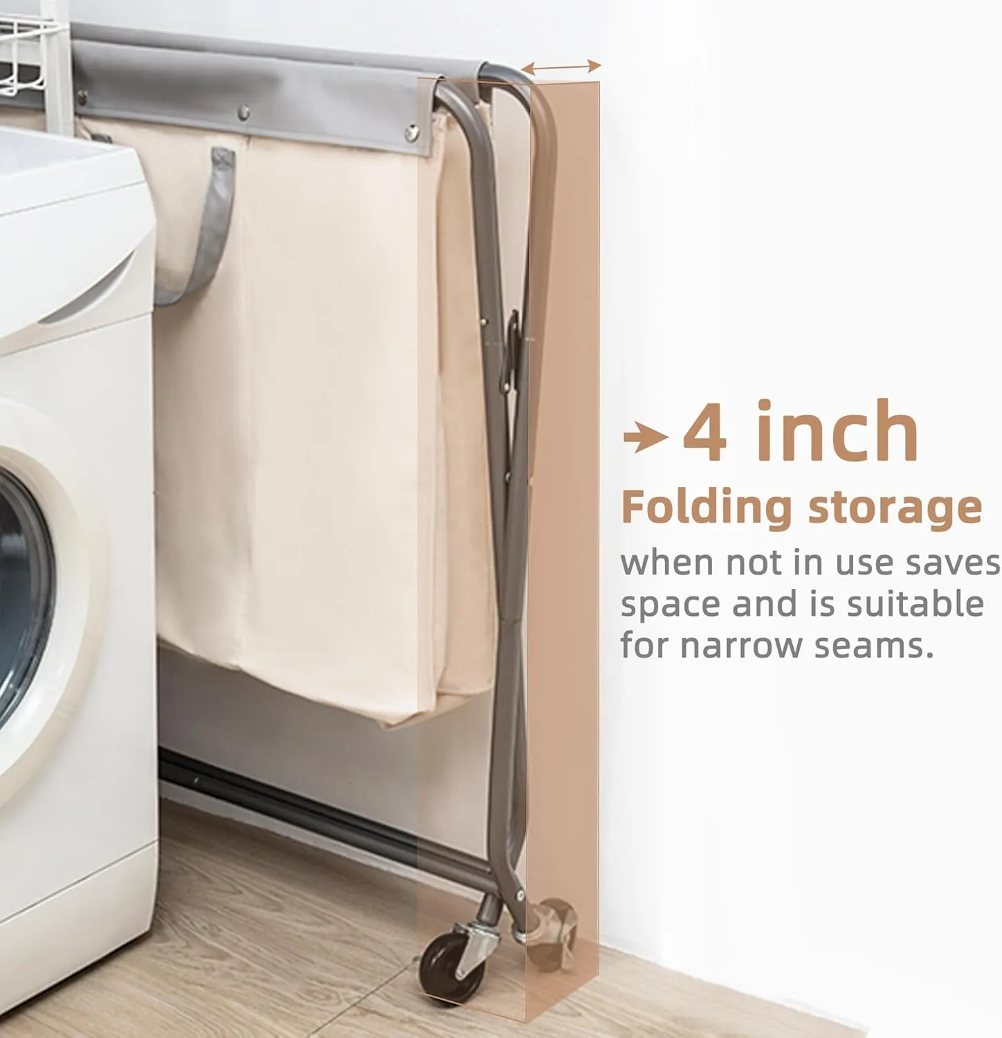 STORAGE MANIAC 160L Collapsible Laundry Hamper with Wheels, Rolling Laundry Basket, Heavy Duty Laundry Sorter with Removable Bag, Folding X Frame Laundry Organizer Cart for Easy to Store, 3 Section