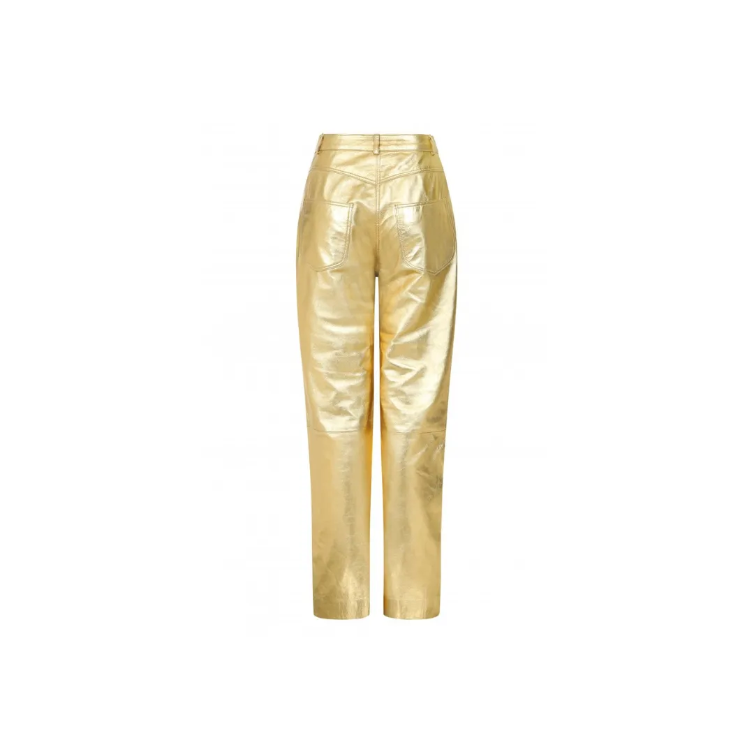 Straight Leg Leather trousers golden
