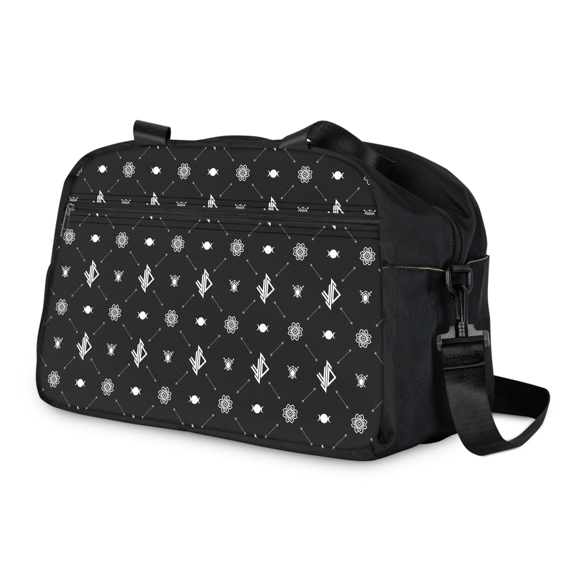 Stylish Fitness Handbag for Gym & Daily Use – Black Pattern Design