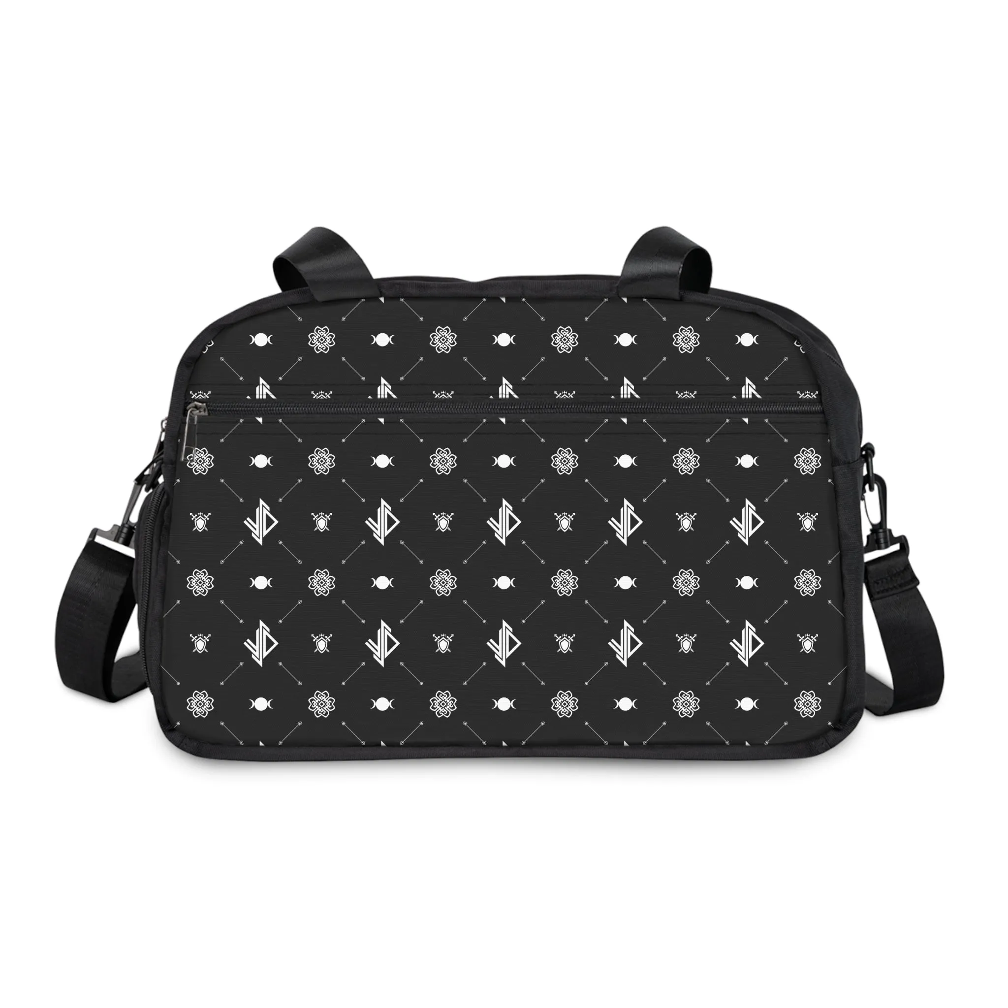 Stylish Fitness Handbag for Gym & Daily Use – Black Pattern Design
