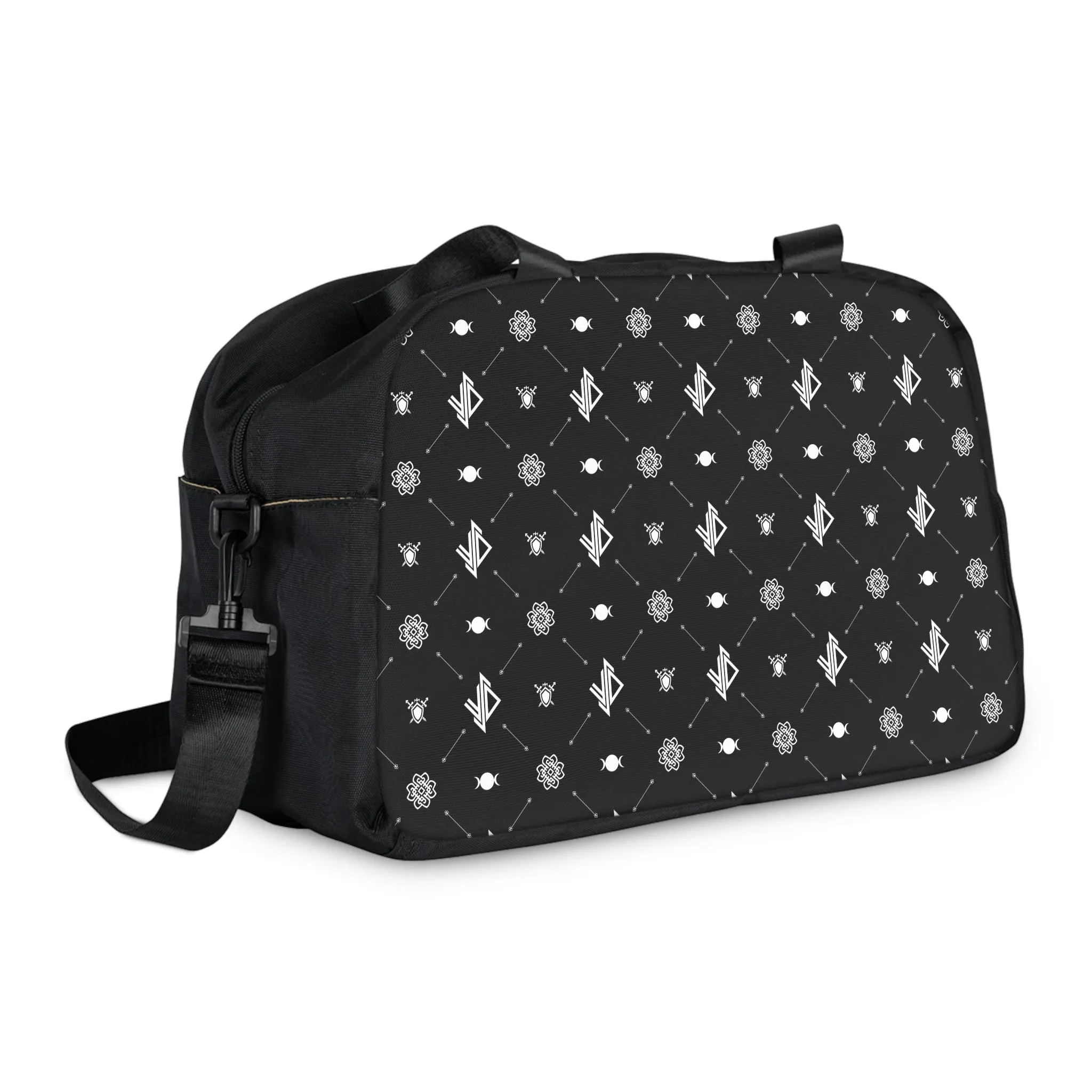 Stylish Fitness Handbag for Gym & Daily Use – Black Pattern Design