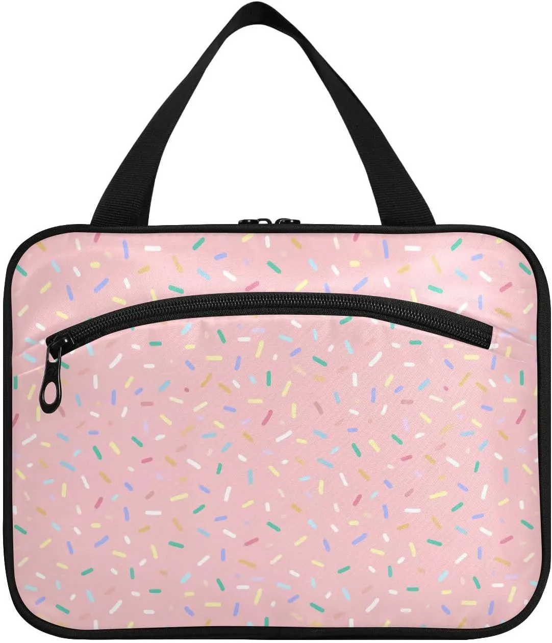 Sugar Grain Pink Large Capacity Toiletry Bag 4 Zipper Pockets with Mesh Design Built-in Hook & Double Zipper Full Print Travel Organizer for Men Women & Kids