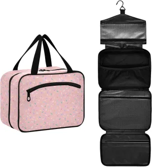 Sugar Grain Pink Large Capacity Toiletry Bag 4 Zipper Pockets with Mesh Design Built-in Hook & Double Zipper Full Print Travel Organizer for Men Women & Kids