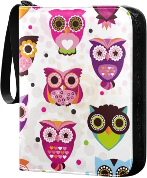 susiyo Card Binder Colorful Owl Pattern Print Trading Football Collectible Card Albums 400 Pockets