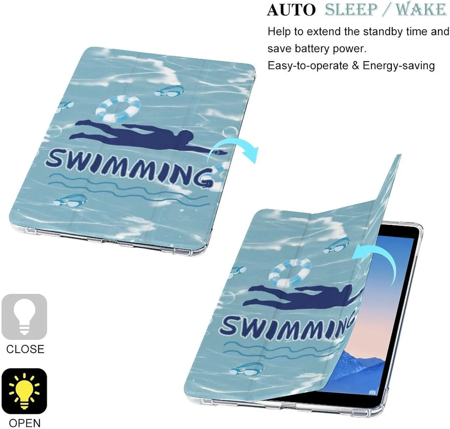 Swimming Swimmer Gifts Case for Air 1/2 9.7Inch Case iPad Pro/Air 3 10.5inch Case iPad 10th Gen Case with Pencil Holder Auto Wake Sleep Cover