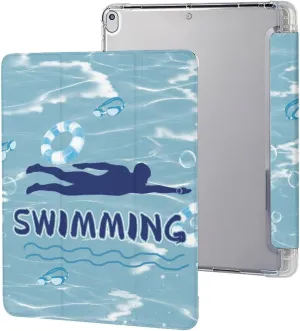 Swimming Swimmer Gifts Case for Air 1/2 9.7Inch Case iPad Pro/Air 3 10.5inch Case iPad 10th Gen Case with Pencil Holder Auto Wake Sleep Cover