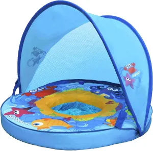 SwimSchool Infant Baby Pool Floats, Free Swimming, Super Buoyant – Ages 6-24 Months – Multiple Colors/Styles – Adjustable Canopies and Seats, Splash & Play Baby Floaties
