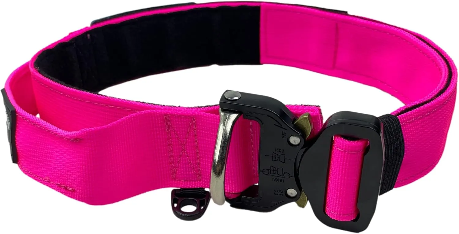Tactical Dog Collar with Handle - 1.5 Inch Thick Heavy Duty Nylon, Military Style Metal Quick Release Buckle & Integrated D-Ring, for Medium & Large Dogs – Includes USA Flag On Customizable Name Plate