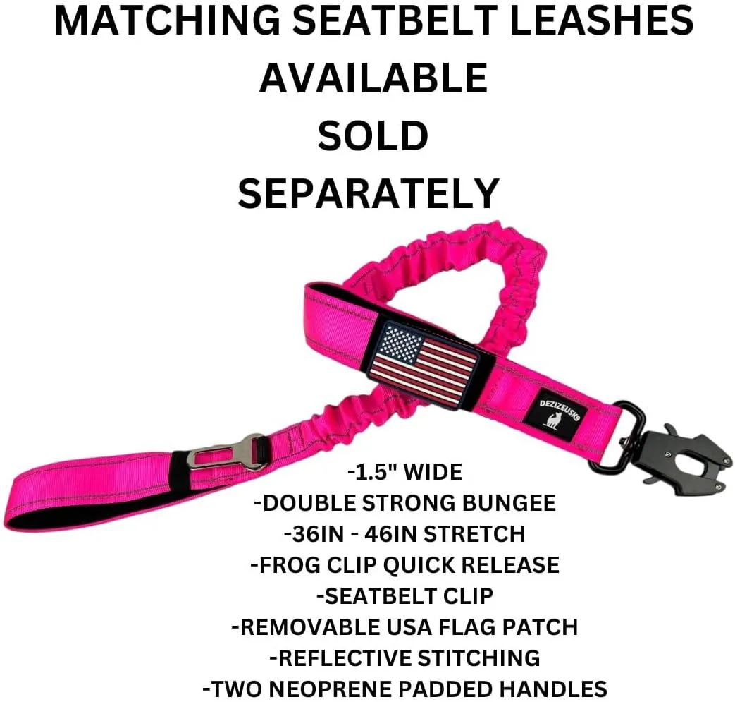 Tactical Dog Collar with Handle - 1.5 Inch Thick Heavy Duty Nylon, Military Style Metal Quick Release Buckle & Integrated D-Ring, for Medium & Large Dogs – Includes USA Flag On Customizable Name Plate