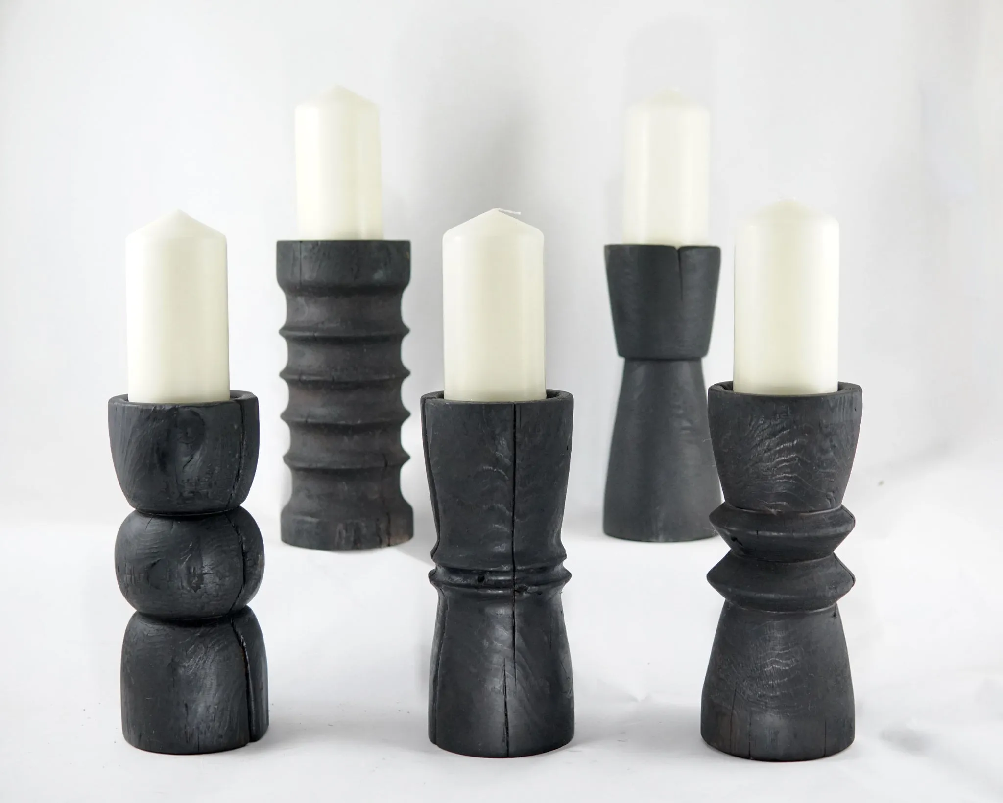 Tall Yakisugi Candle Holders