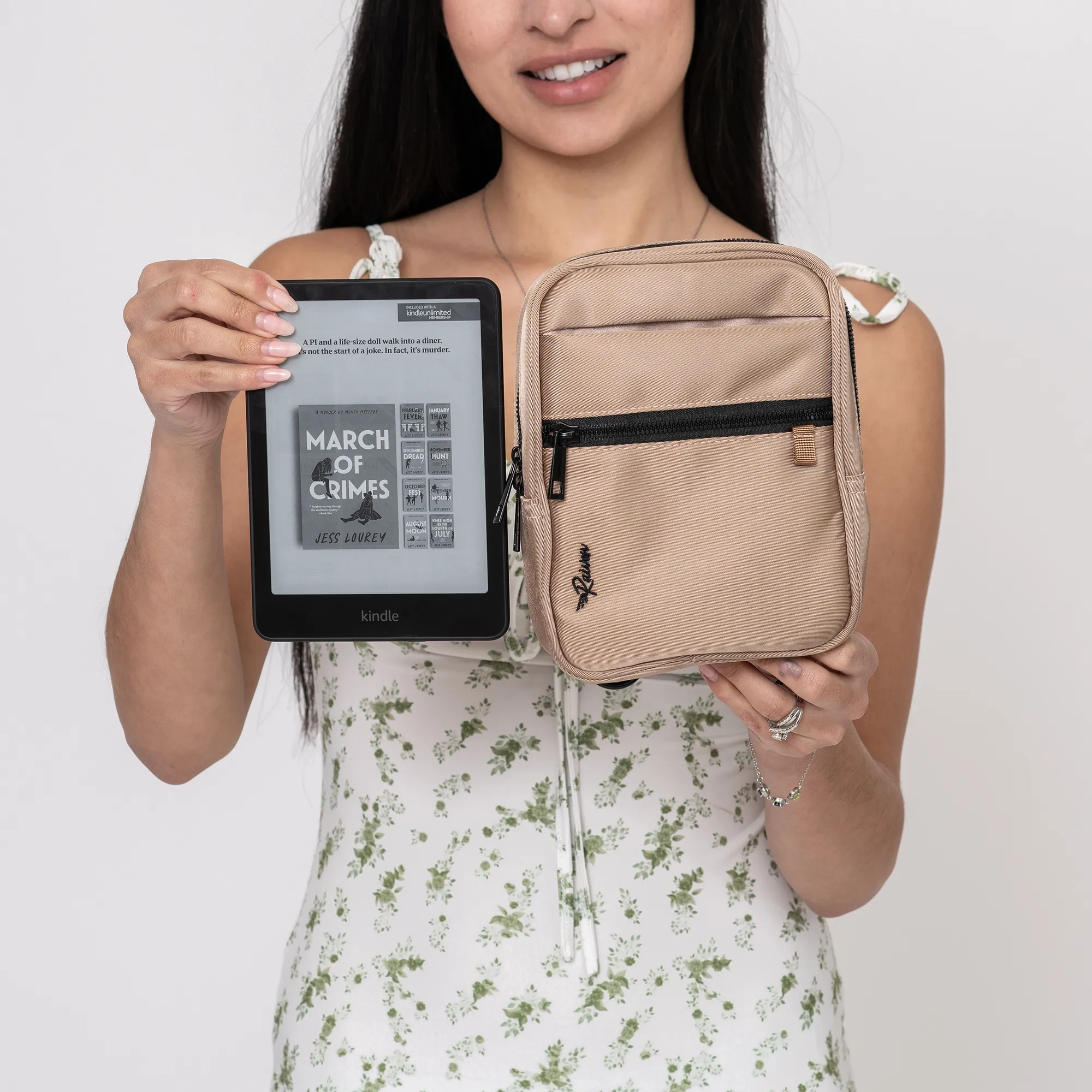 Tan KINDLE Bag With Tumbler Belt
