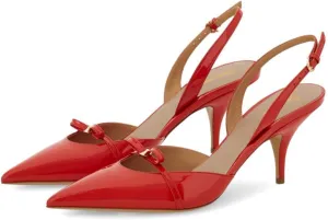 Tang'scuisins Women Closed Pointed Toe Adjusatable Strap Buckle Sandals Slingback Bowknot Mid Cone Heels Fashion Club Party Wedding Shoes Size 4-16 US