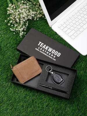 Teakwood Genuine Leather Accessory Gift Set