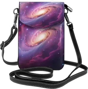 Technological Nebula 1 Print Small Crossbody Bags for Women Leather Cell Phone Purses Mini Leather Shoulder Handbag Adjustable Strap