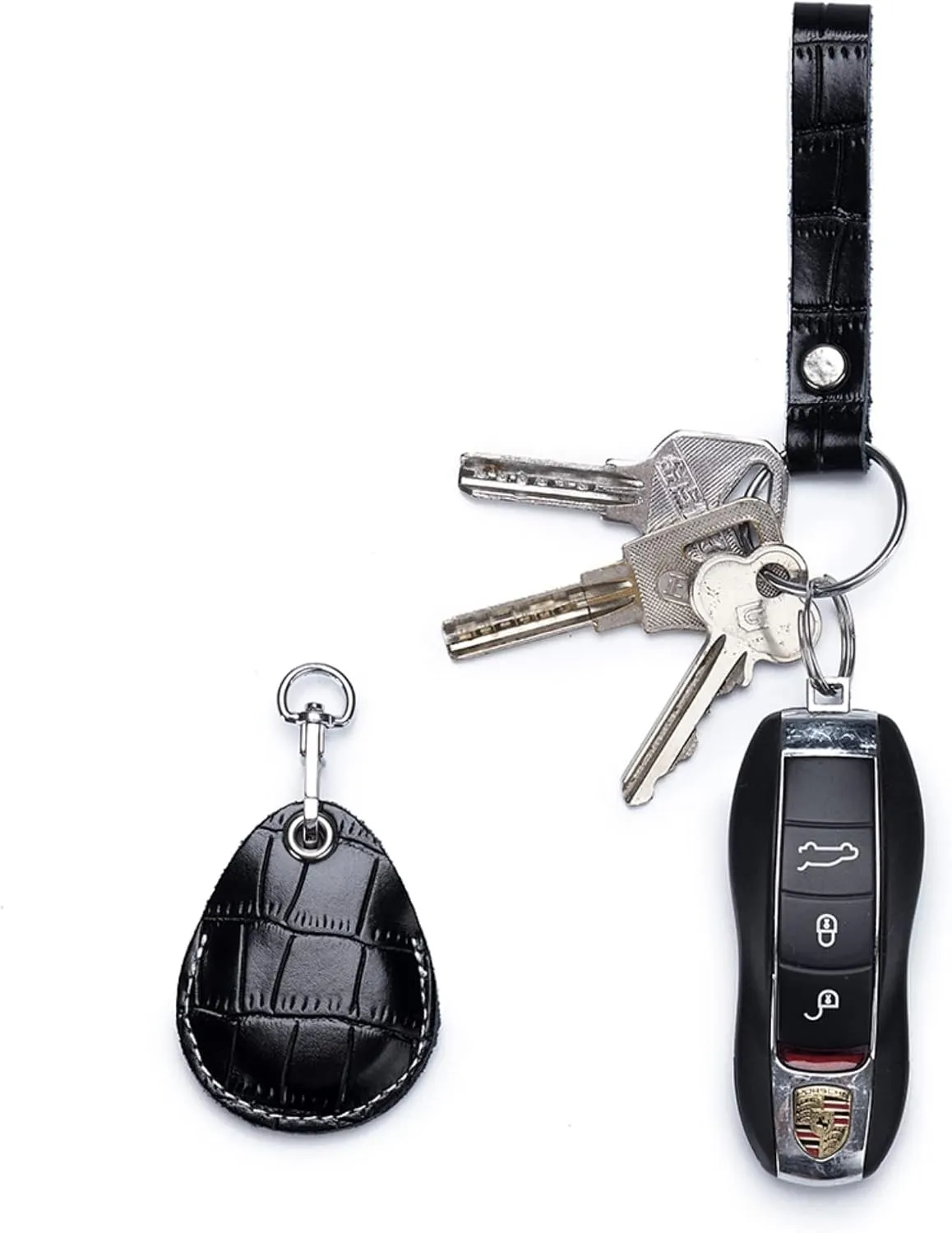 Temvue Access Card Holder RFID Key Fob Bag Leather Airtag Holder Keychain NFC Smart Key Tag Card RFID Pod