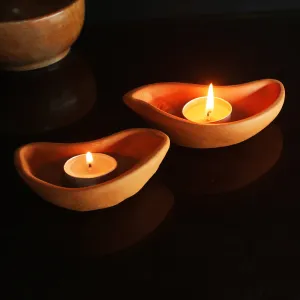 Terracotta Clay "BIRD" Candle Pot / Holder : Set of 6   Complimentary Candles / Tealights 6 pcs