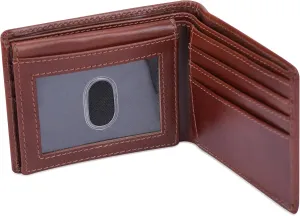 The Antiq Leather Wallet for men, Extra capacity with 2 ID Windows, RFID Blocking, Currency Organiser, Men's Purse, Slim Billfold with 6 Credit Card Slots, Gift for Him (Pass Case Wallet, Wine)