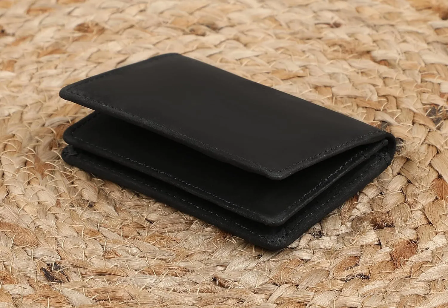 The Antiq Premium Leather Card Wallet, RFID Blocking Expandable Business Card Case, Bifold Card Holder for Men and Women, Men's Purse, Wallet for Men (Business Card Wallet, Black)