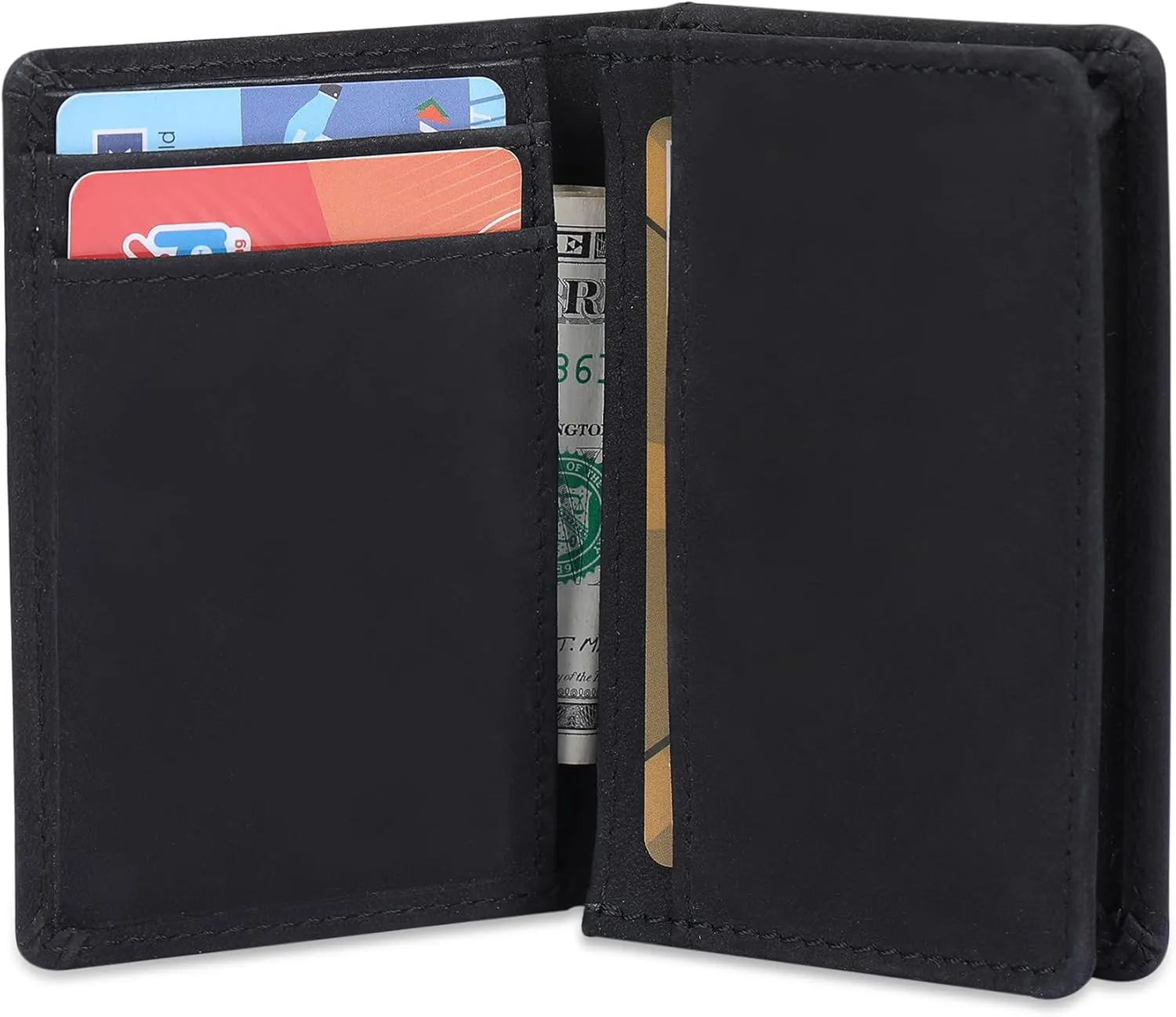 The Antiq Premium Leather Card Wallet, RFID Blocking Expandable Business Card Case, Bifold Card Holder for Men and Women, Men's Purse, Wallet for Men (Business Card Wallet, Black)