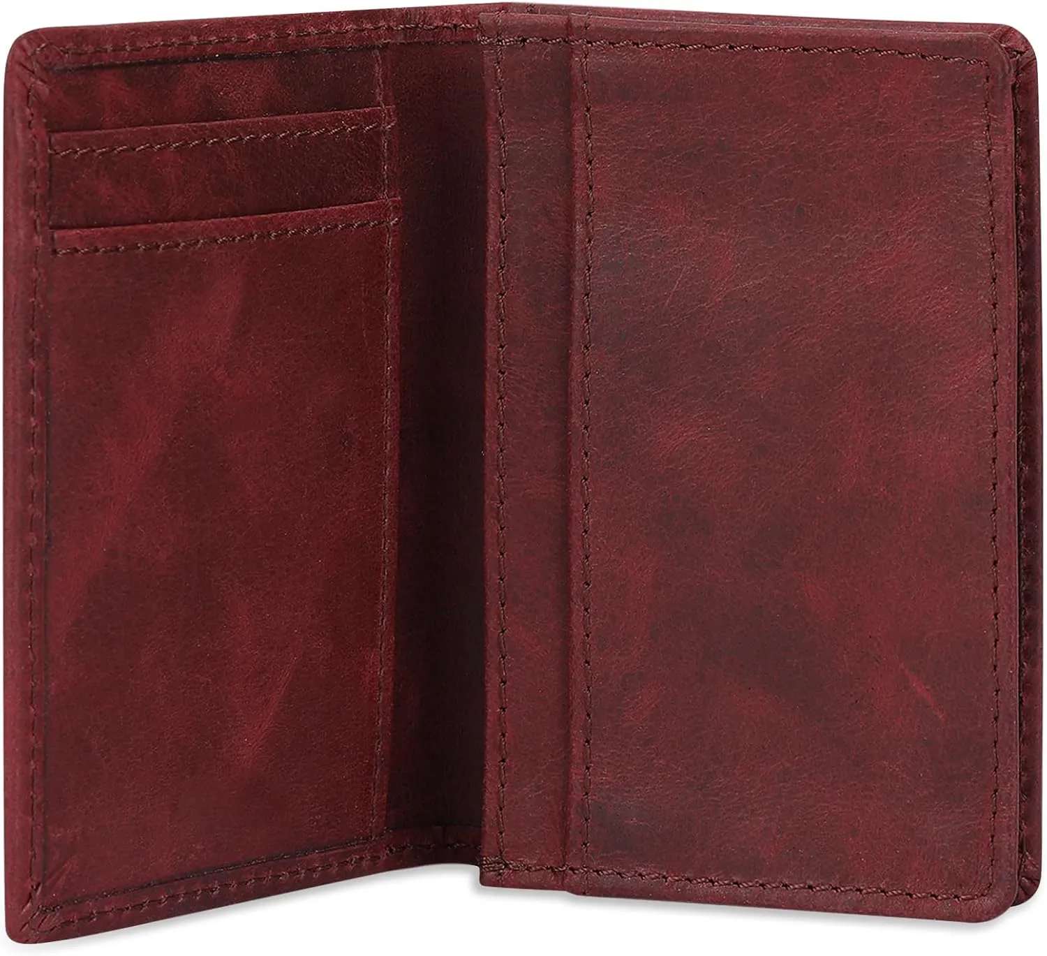 The Antiq Premium Leather Card Wallet, RFID Blocking Expandable Business Card Case, Bifold Card Holder for Men and Women, Men's Purse, Wallet for Men (Business Card Wallet, Red)