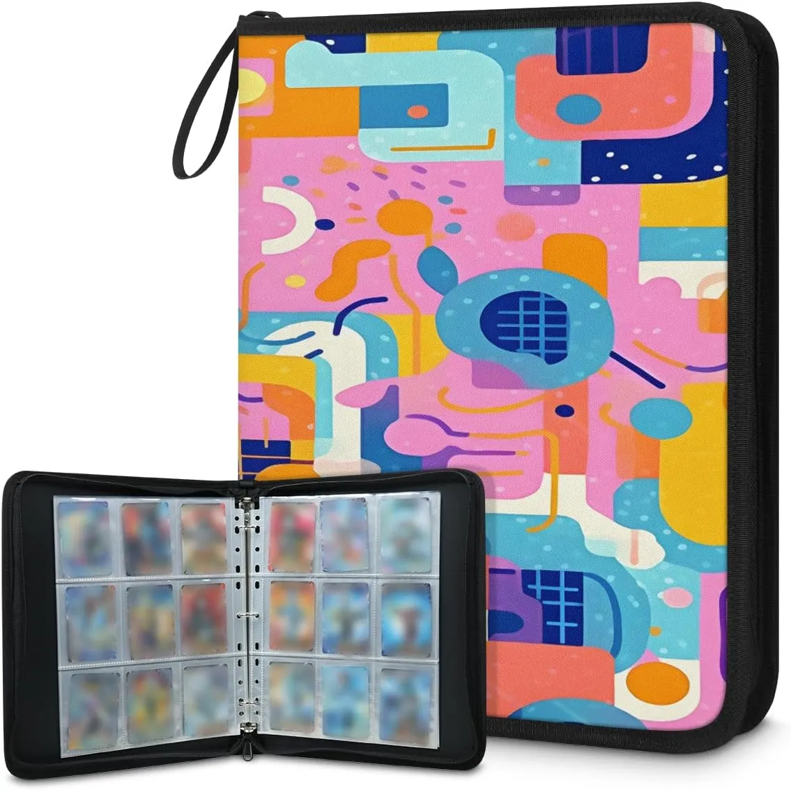 The Sky is The Limit 3 Ring Trading Zipper Binder Strap, Trading Card Binder 9 Pocket, 900 Pockets Card Holder with 50 Removable Sleeves for Game Cards